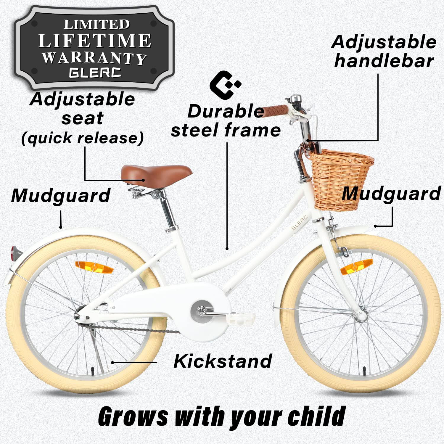 Glerc Little Molly 14 inch Kids Girls Bike for 3-5 Years Old Little Child,Yellow - Womvr