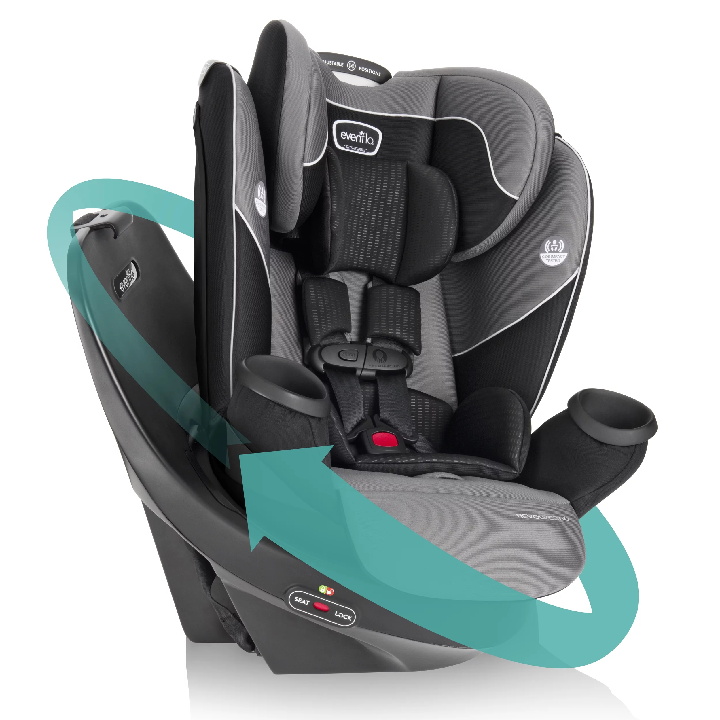 Evenflo Revolve360 Rotational All-In-One Convertible Car Seat (Amherst Gray) - Womvr