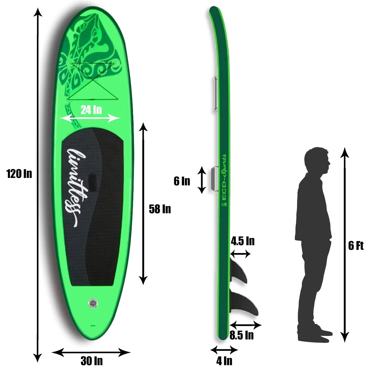 JSP Stand Up Inflatable Paddle Board 10.5' SUP Blow Up Boat 330 lb Capacity - Womvr