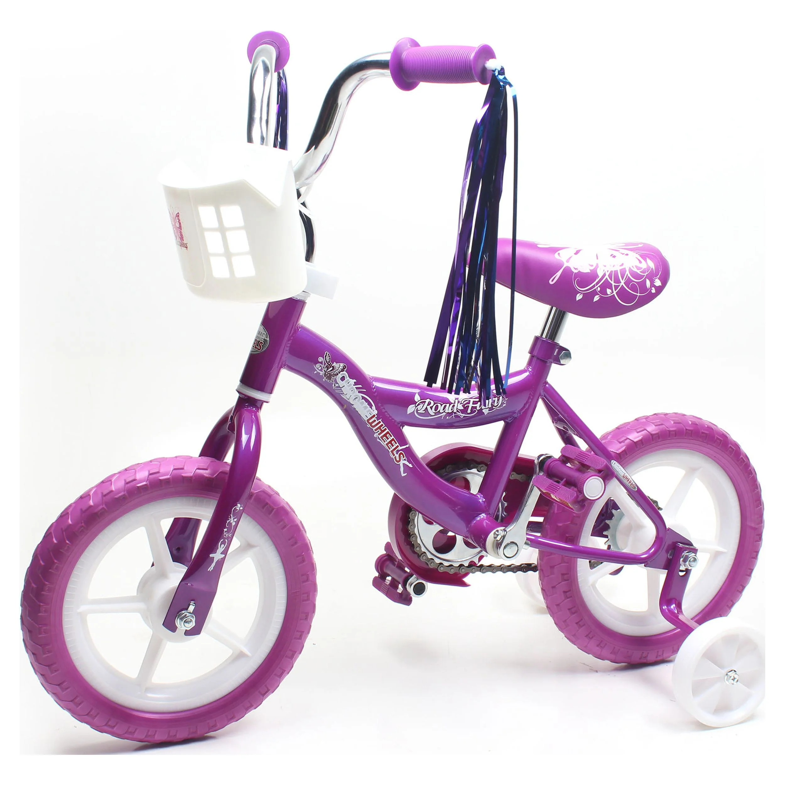 WonderPlay BMX 12 In. Kid's Bike for 2-4 Years Old, Bicycle for Girls with Front Basket, EVA Tires with Training Wheels and Coaster Brake, Purple - Womvr