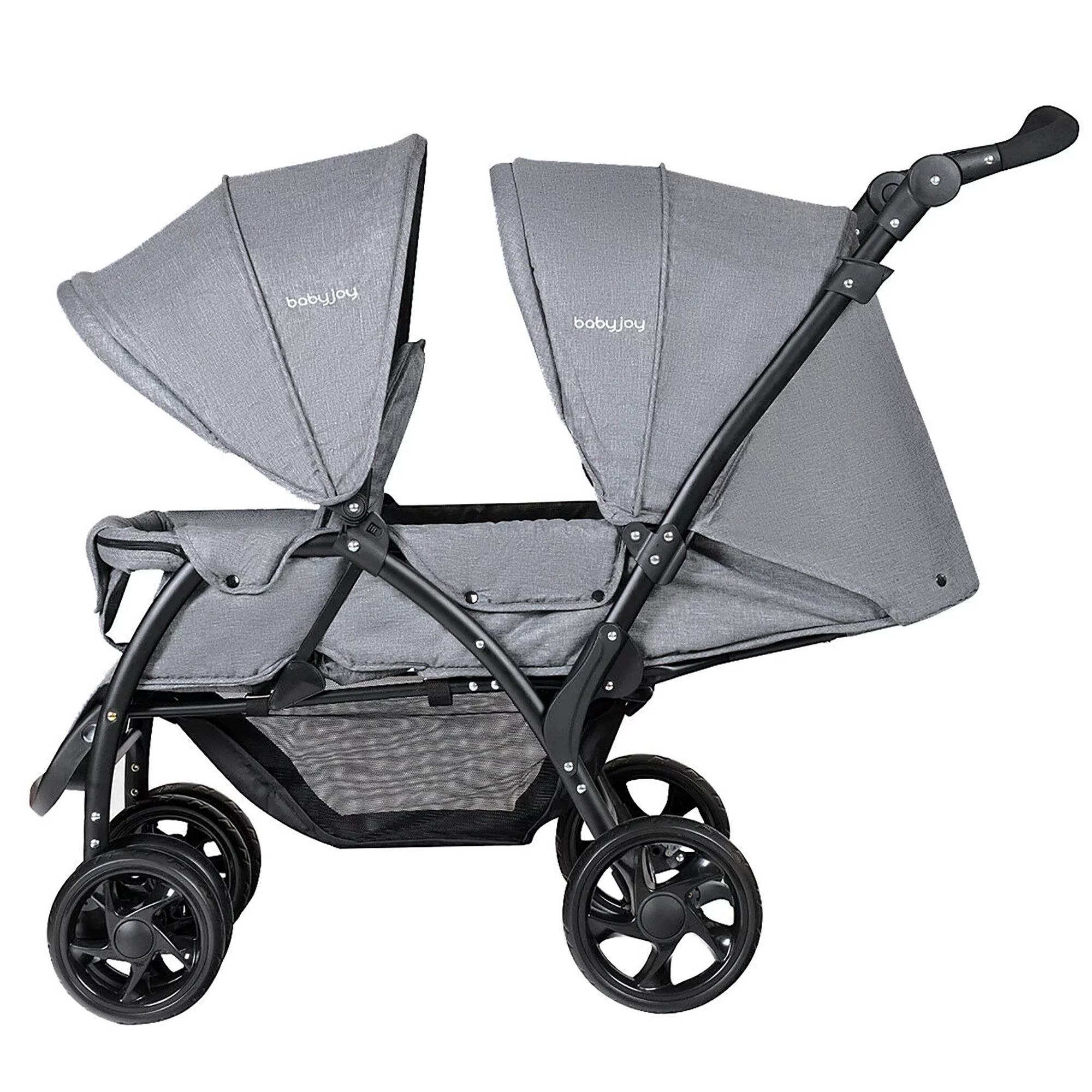 Babyjoy Double Stroller Foldable Baby Twin Lightweight Travel Stroller Infant Pushchair Black - Womvr