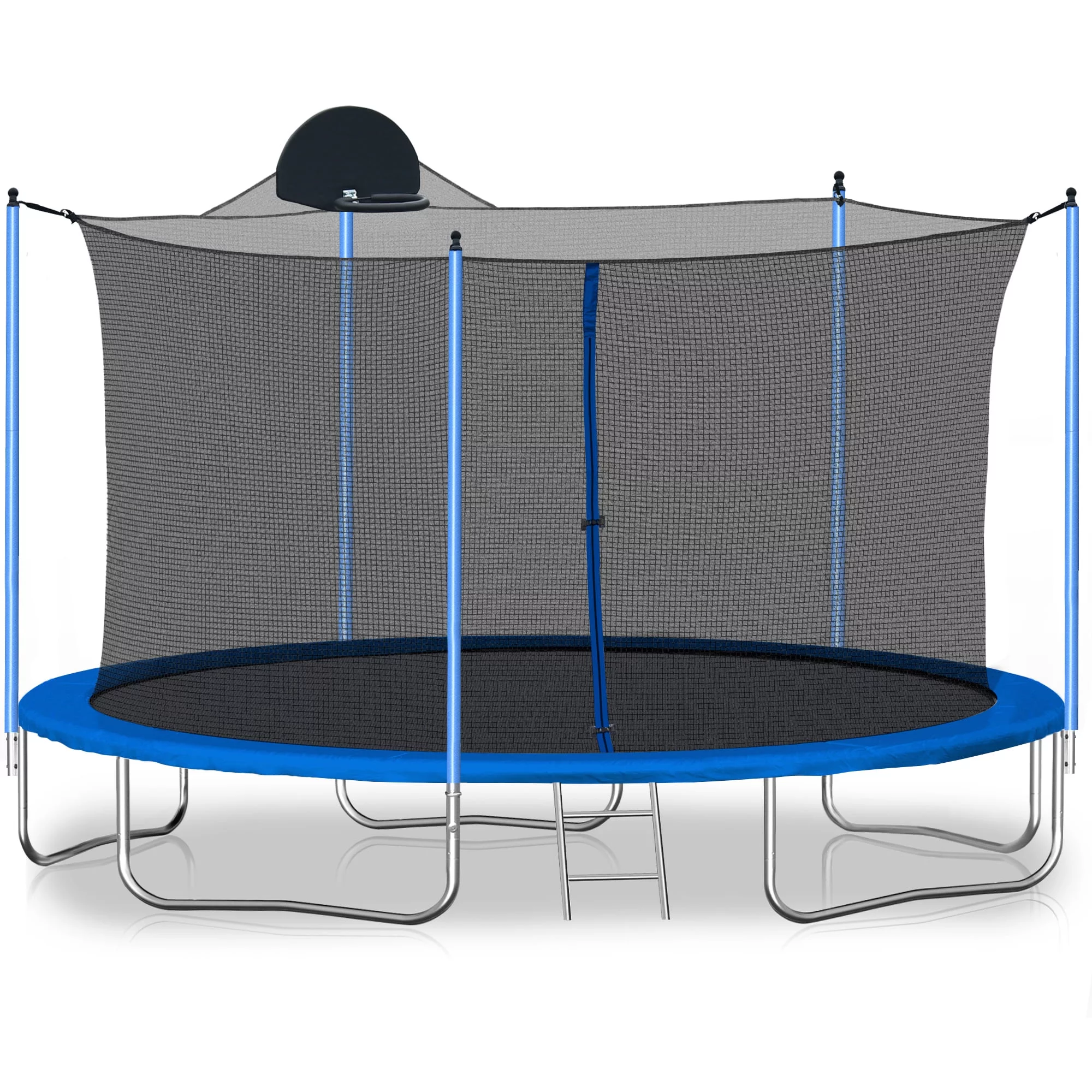 Highsound 12 FT Trampoline for Adults/Kids with Safety Enclosure Net, Basketball Hoop and Ladder, Heavy Duty Outdoor Recreational Trampolines for Family, Easy Assembly - Womvr