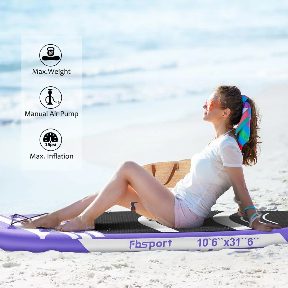 Fbsport 11ft Inflatable Paddle Board SUP, 6'' Thick W/Paddling Fins Pump & Accessories Pack, Green - Womvr