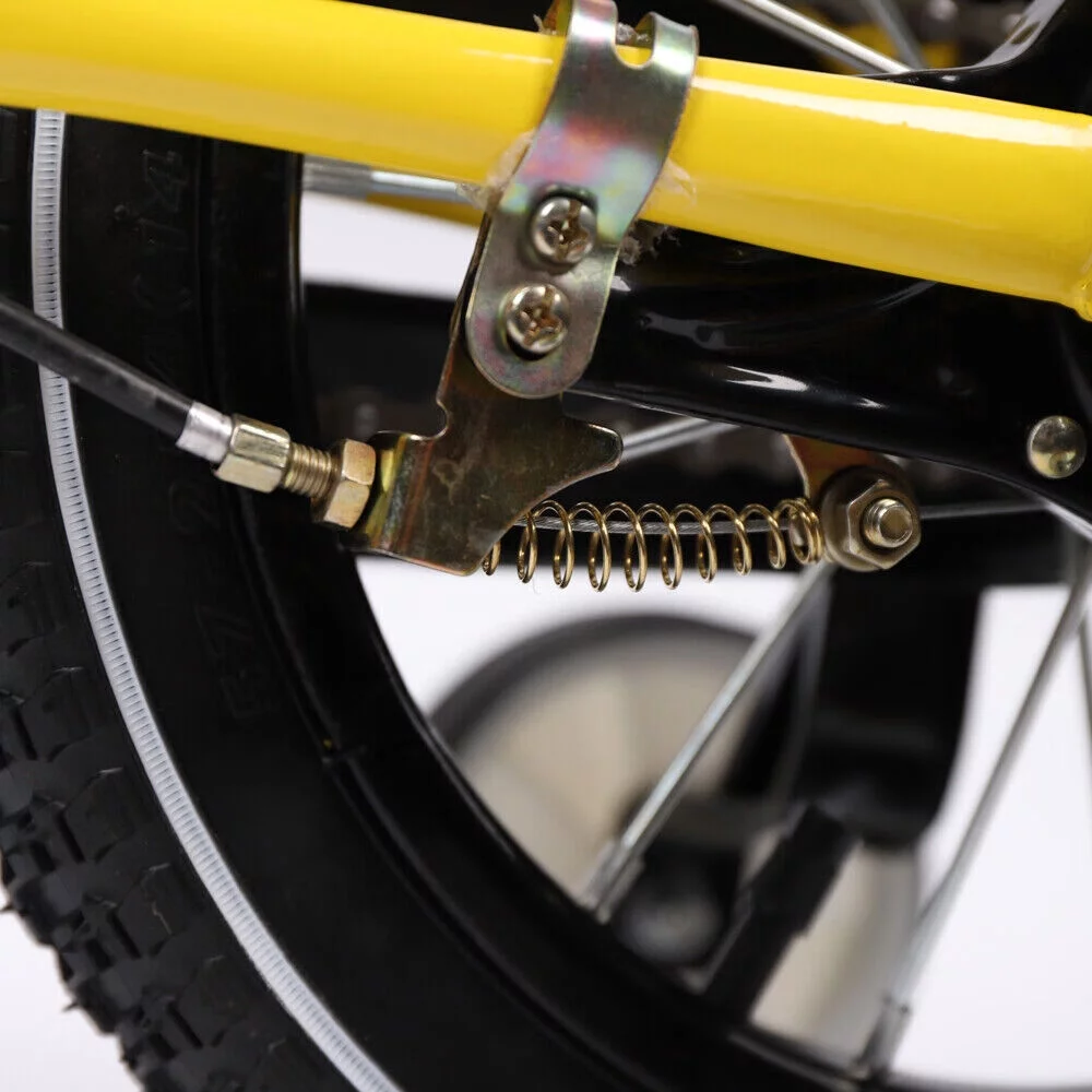 Loyalheartdy 14 Inch Yellow Kids Bike Adjustable Height Children Bicycle Universal Child Cycle with Safe Training Wheels - Womvr