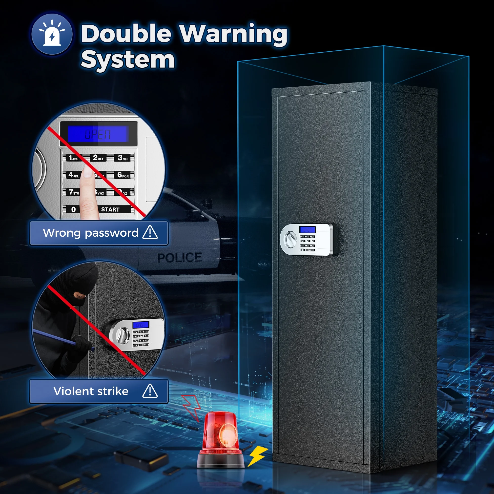 SRWTRCHRY Fingerprint 5-Gun Safe, 2s Quick Access Gun Cabinet with 2 Open Ways, Electronic Storage Cabinet for Rifles, Heavy-Duty Security Cabinet with Removable Shelf, 56''H - Womvr