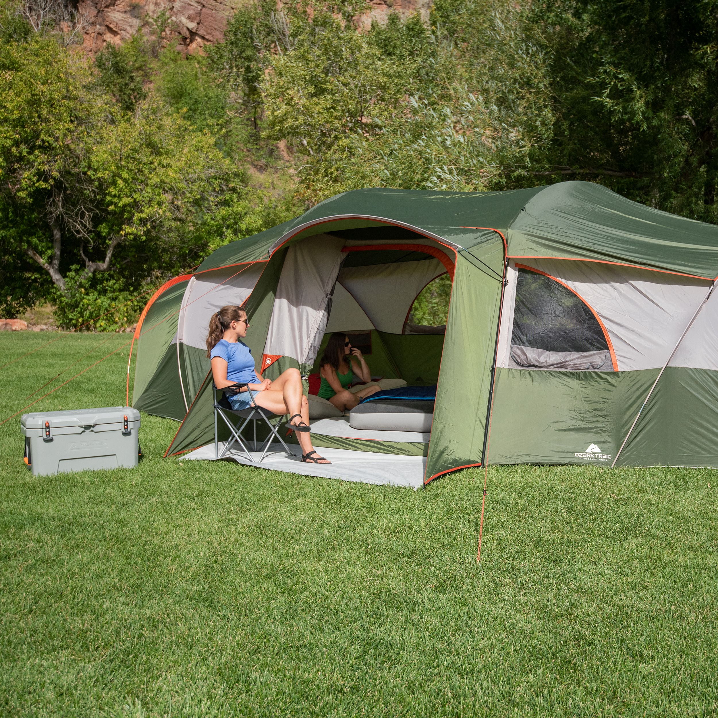 Ozark Trail 18-Person Cabin Tent, with 3 Covered Entrances - Womvr