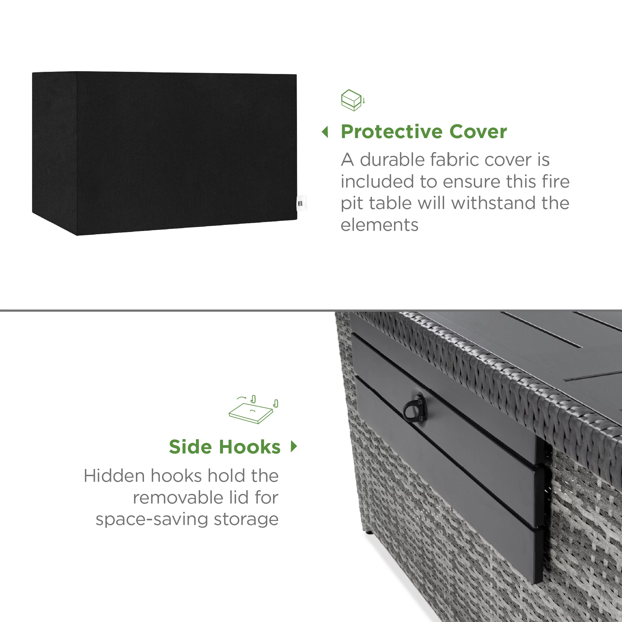 Best Choice Products 52in Wicker Propane Gas Fire Pit Table 50,000 BTU w/ Glass Wind Guard, Tank Holder, Cover - Gray - Womvr