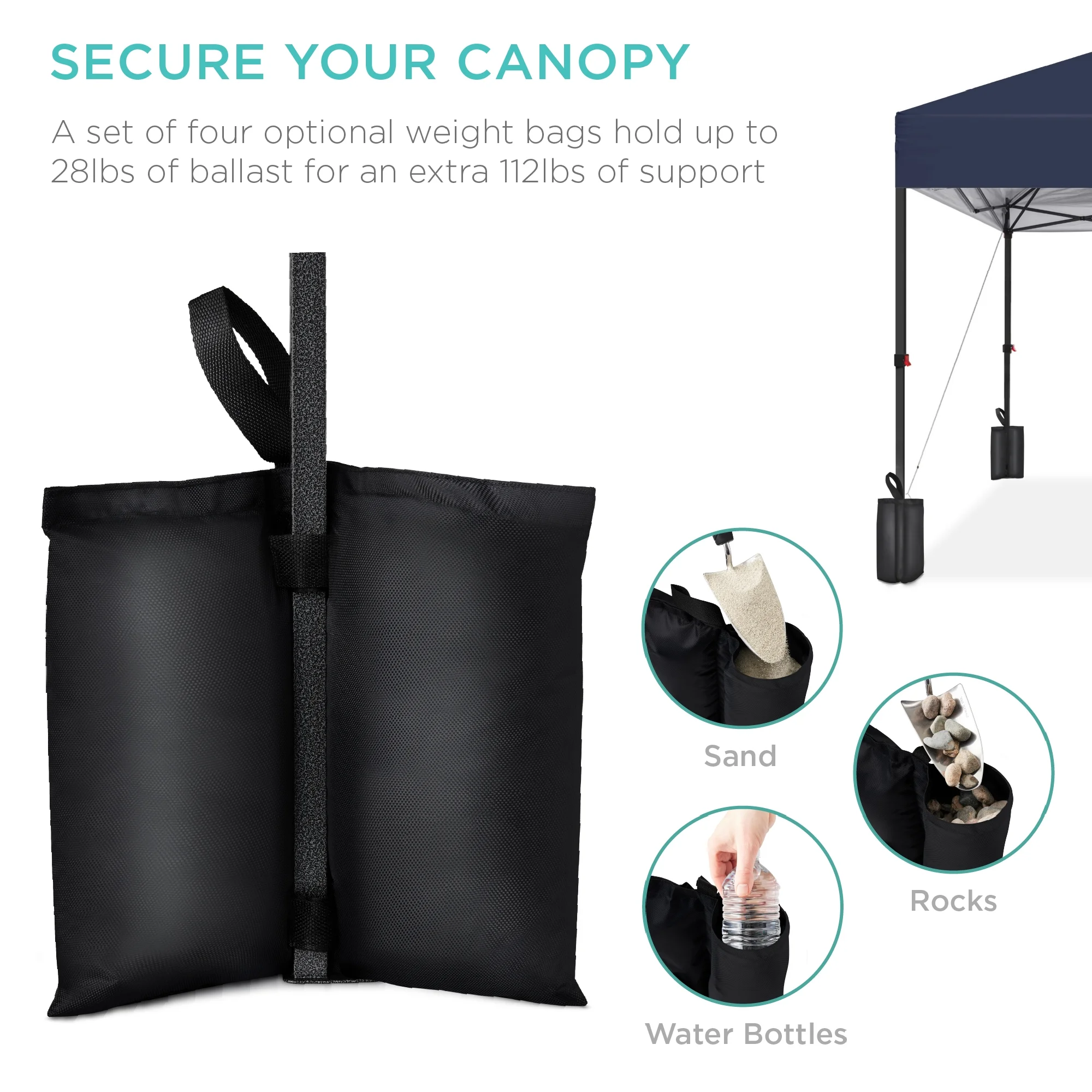 Best Choice Products 10x10ft Easy Setup Pop Up Canopy w/ 1-Button Setup, Wheeled Case, 4 Weight Bags - Cerulean - Womvr