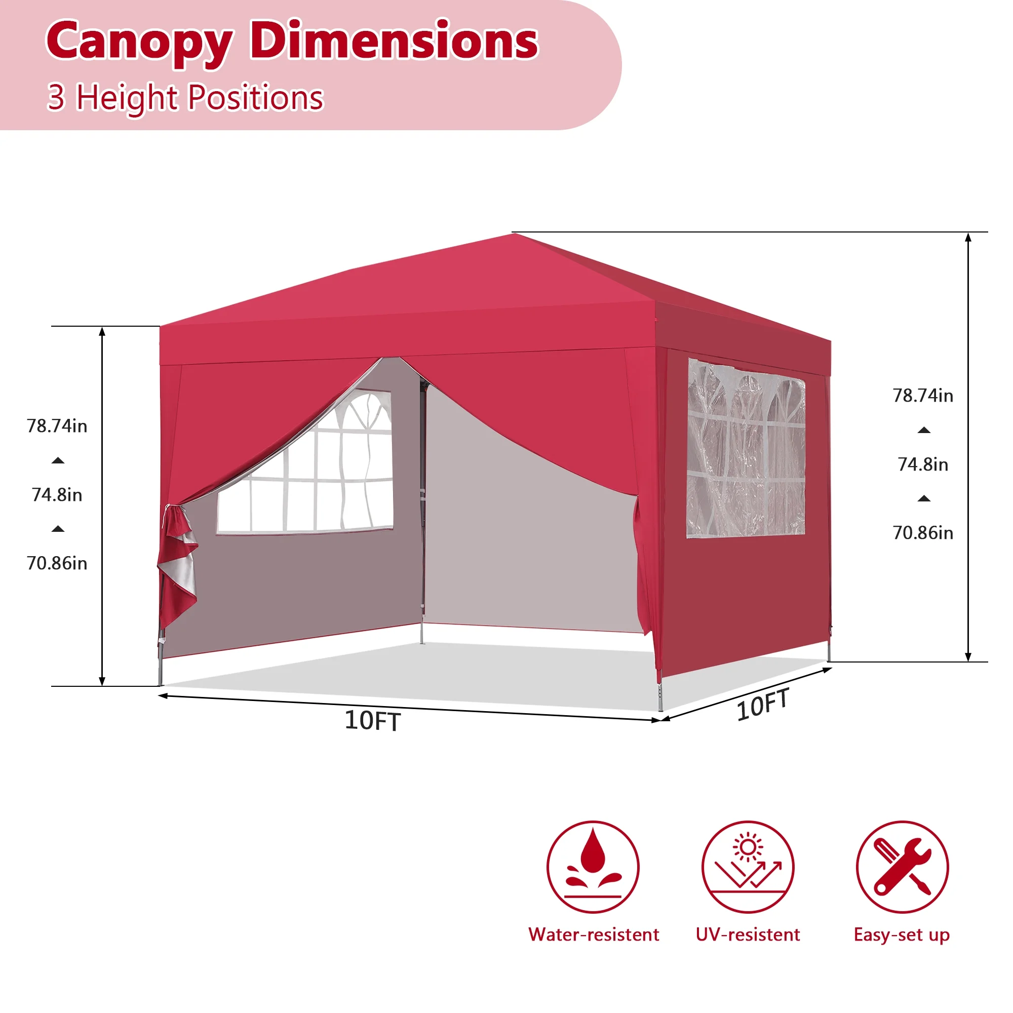 Outdoor Basics 10 ft x 10 ft Pop Up Canopy Tent with Carry Bag, Shade Canopy, Great for Picnic, Yard, Beach, Park, Camping, White - Womvr