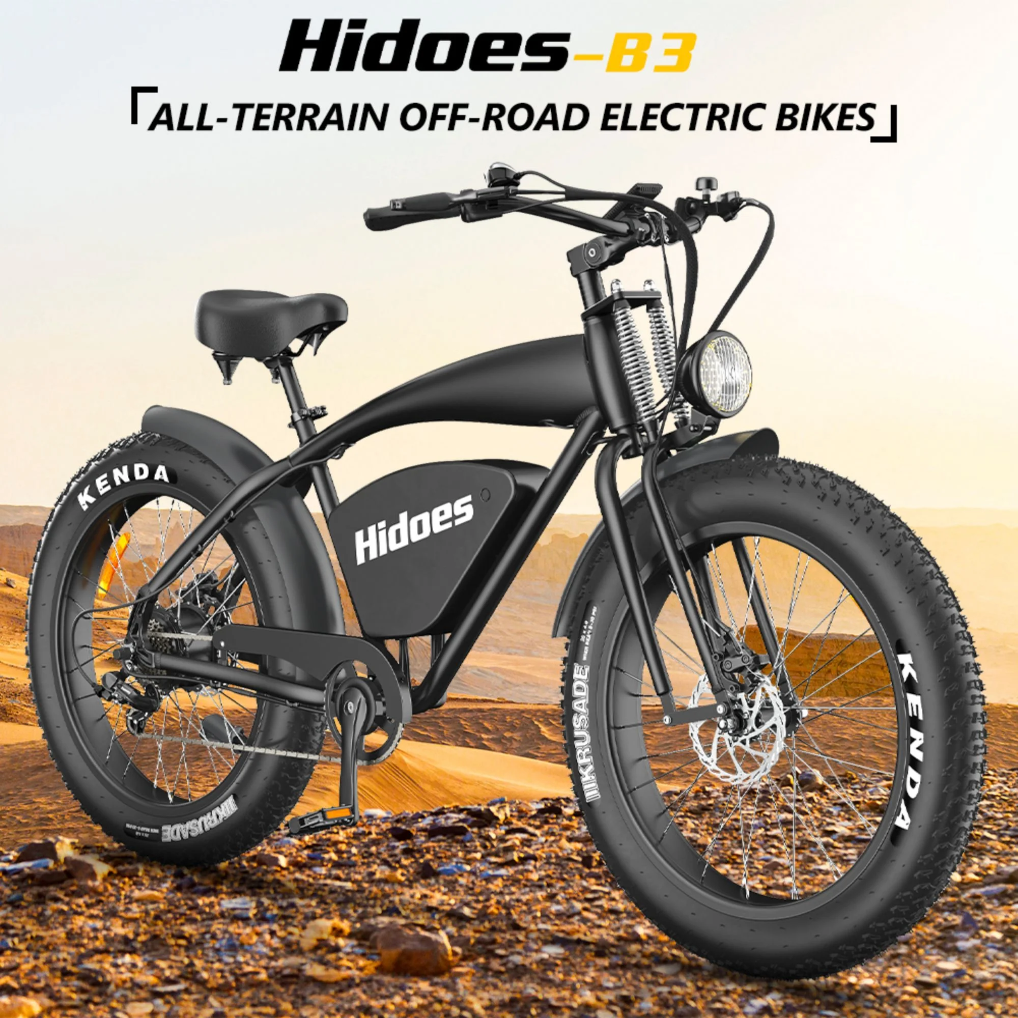 Hidoes B3 1200W Electric Bike for Men Adults with 26in. x 4in. Fat Tire, Electric Mountain Bicycle off Road E-Bike with 48V 18.2AH up to 37MPH & 37 Miles Range - Womvr