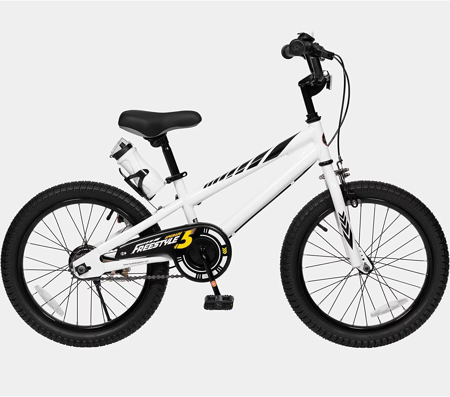 Royalbaby Boys Girls Kids Bike 18 In BMX Freestyle Black 2 Hand Brakes Bicycles with Kickstand - Womvr