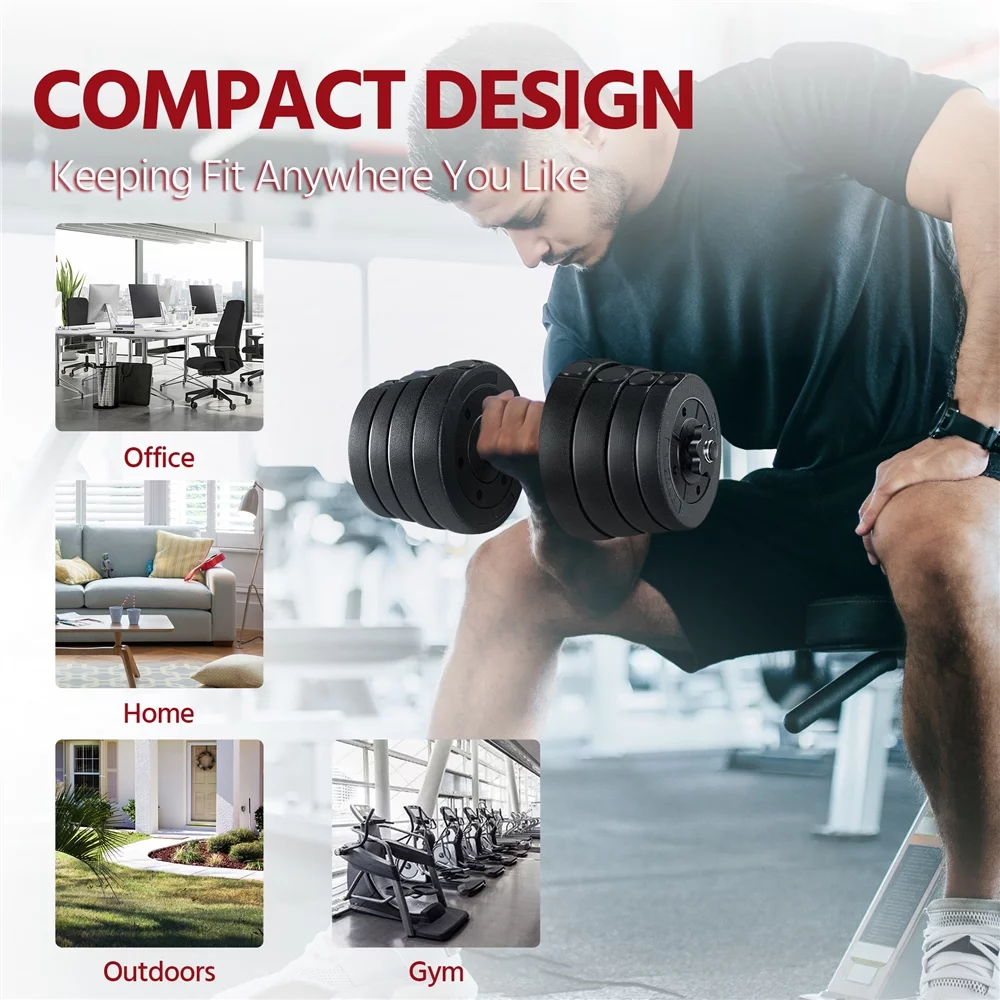 Topeakmart 66 Lb. Dumbbells Weight Set Adjustable Dumbbell Set Home Training Dumbbell Pair Black - Womvr