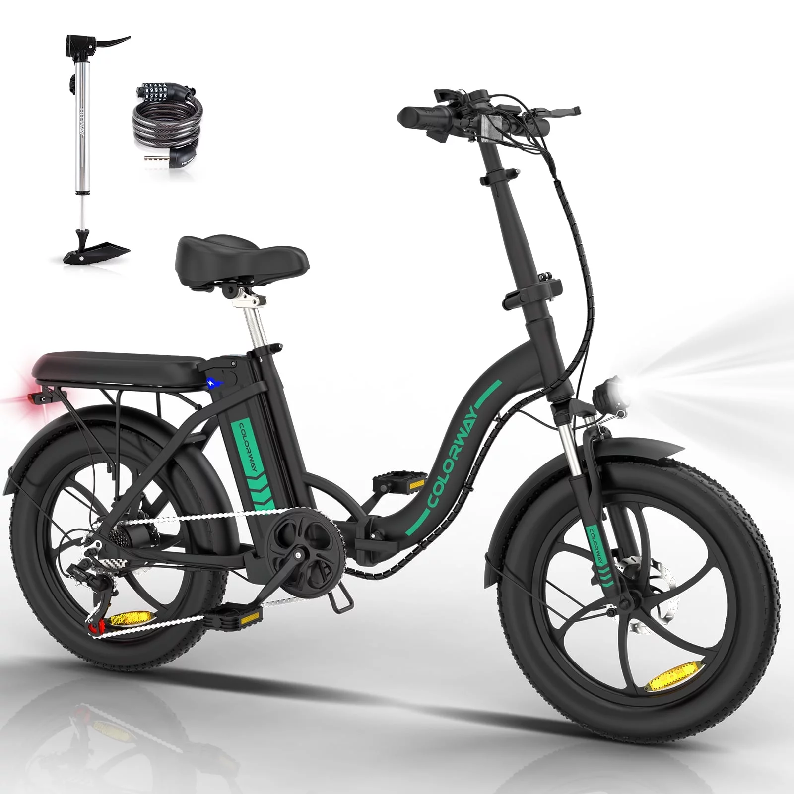 COLORWAY 500W Electric bicycles, 20x3.0in Fat Tire Eleictric Bike, 11.2Ah/36V E-Bike, 7-SHIMANO 19.9MPH Bicycle for Teenager and Adults-BK6M - Womvr