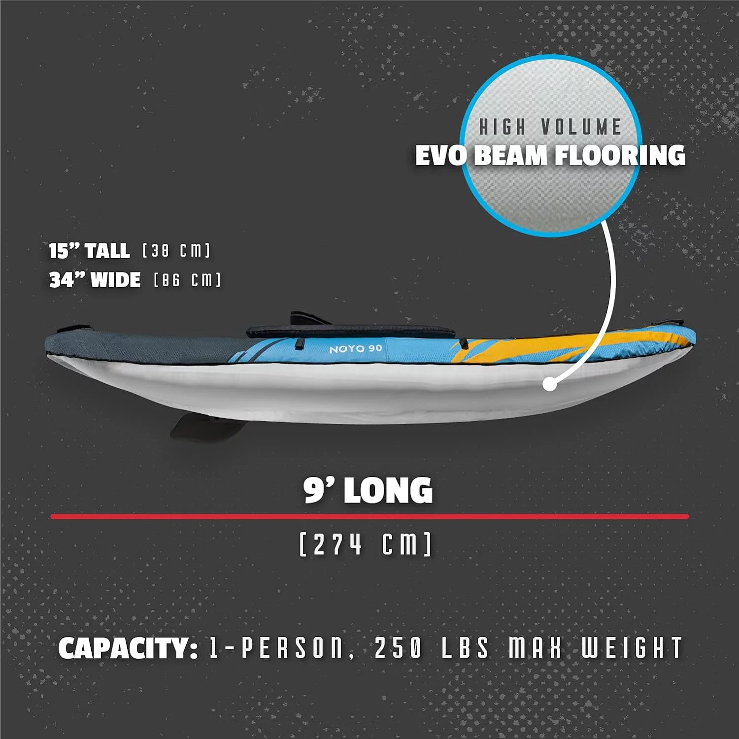 Open Box Aquaglide Noyo 90 Inflatable Kayak 1 Person Touring Kayak with Cover - NOYO90 - Womvr