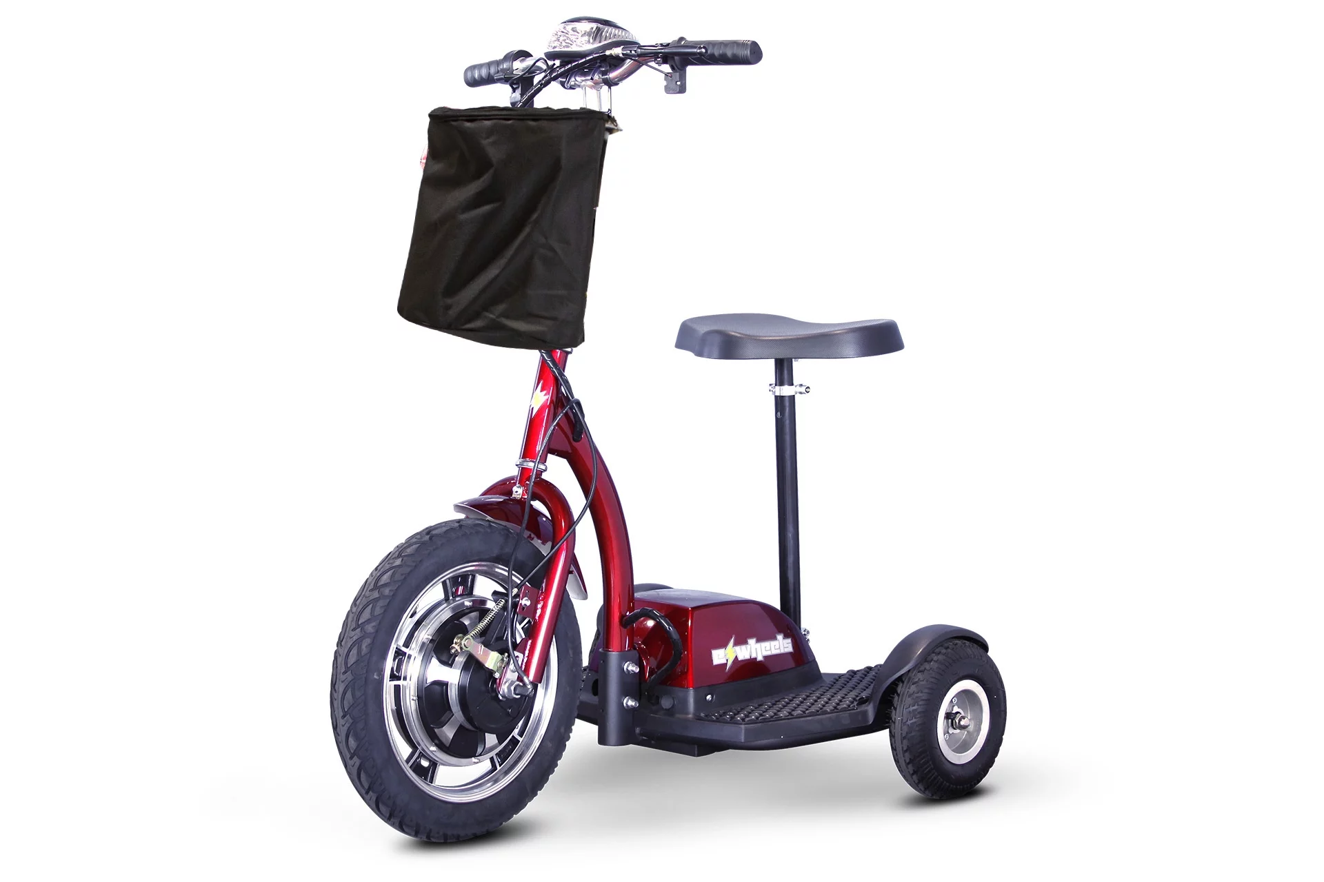 E-Wheels Stand/Ride Mobility Scooter with Folding tiller in Red Color - Womvr