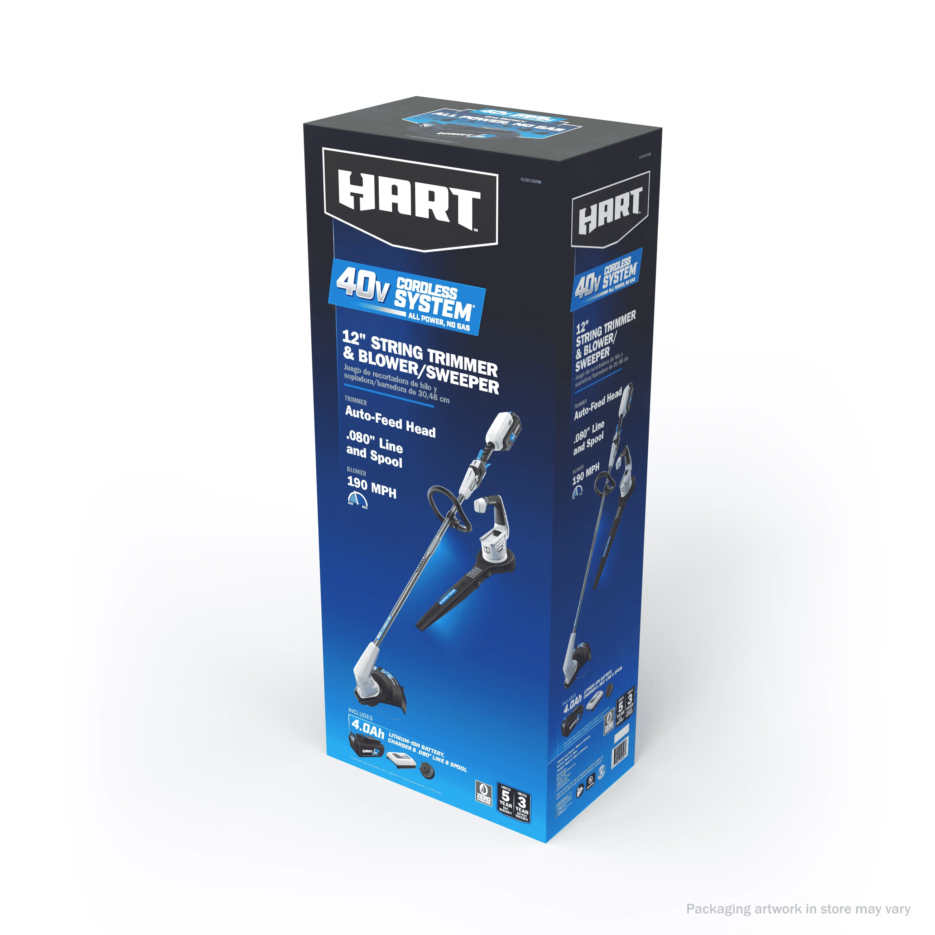 HART 40-Volt Cordless 12-inch String Trimmer and Leaf Blower Combo Kit,  (1) 4.0Ah Lithium-Ion Battery - Womvr