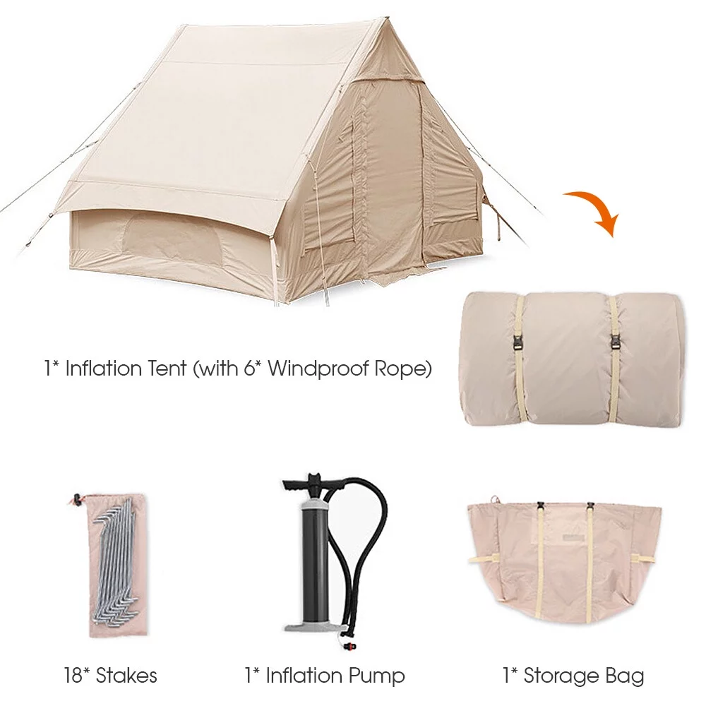 Vistreck Inflatable Camping Tent with Pump, Glamping Tents, Easy Setup 4 Season Waterproof Windproof Outdoor Blow Up Tent, Suitable for 3-8 people - Womvr