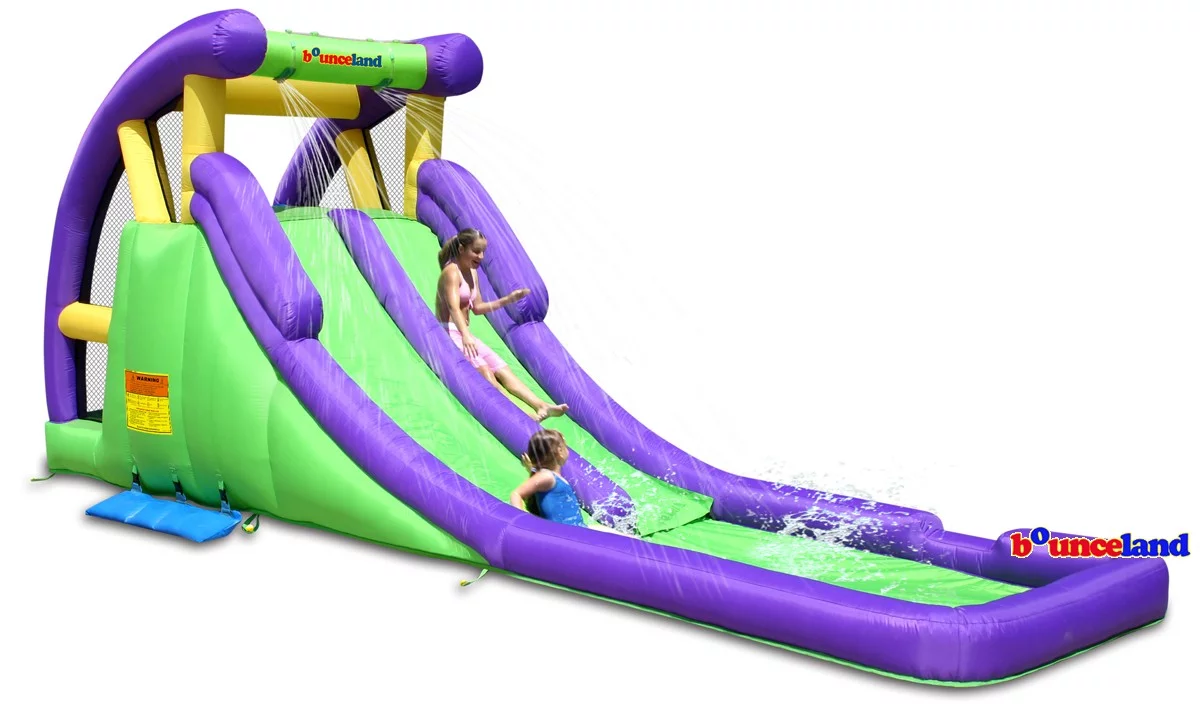 Bounceland Double Water Slide with Splash Pool - Womvr