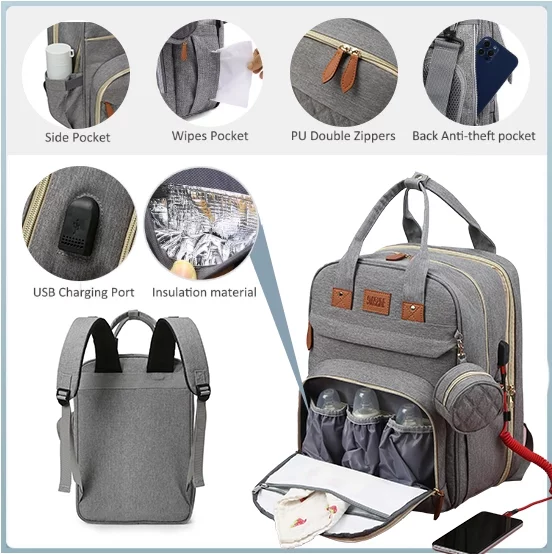 LarmTek Diaper Bag Backpack Travel Baby Changing Bags for Boys Girls Unisex - Womvr