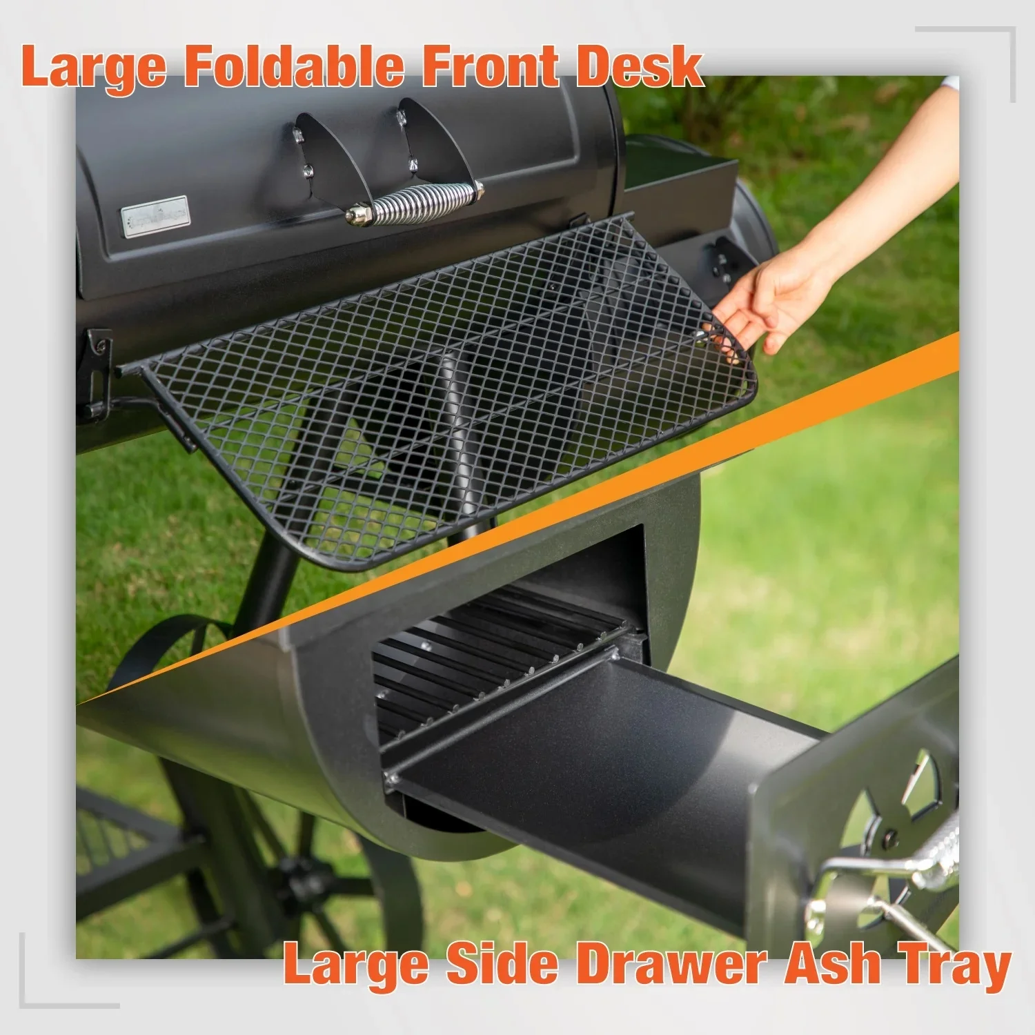 MF Studio Charcoal Grill with Offset Smoker 941 sq.in. Extra Large BBQ Grill Black - Womvr