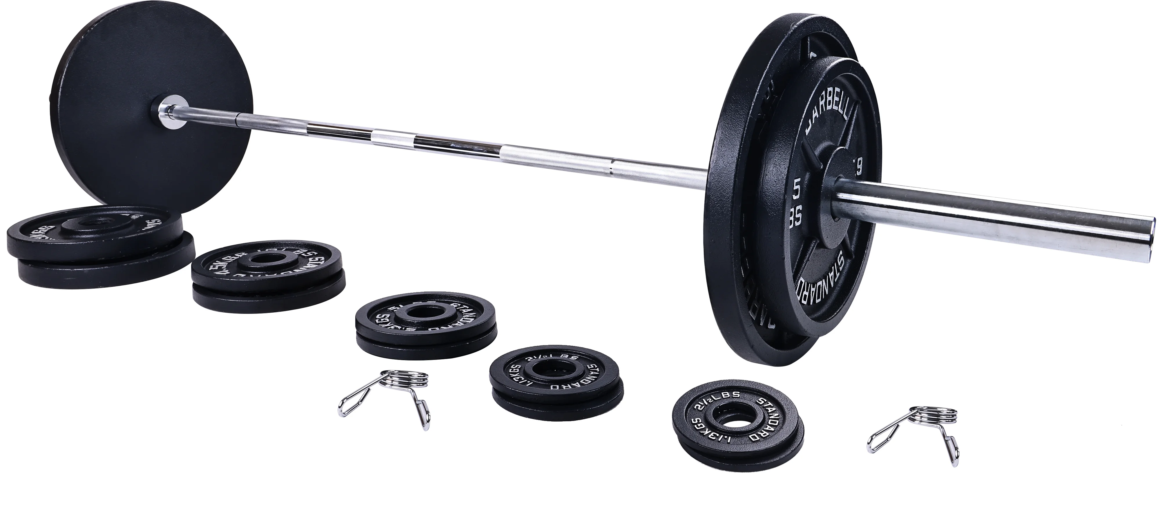 BalanceFrom Cast Iron Olympic Weight Including 7FT Olympic Barbell and Clips, 300-Pound Set (255 Pounds Plates + 45 Pounds Barbell), Multiple Packages - Womvr