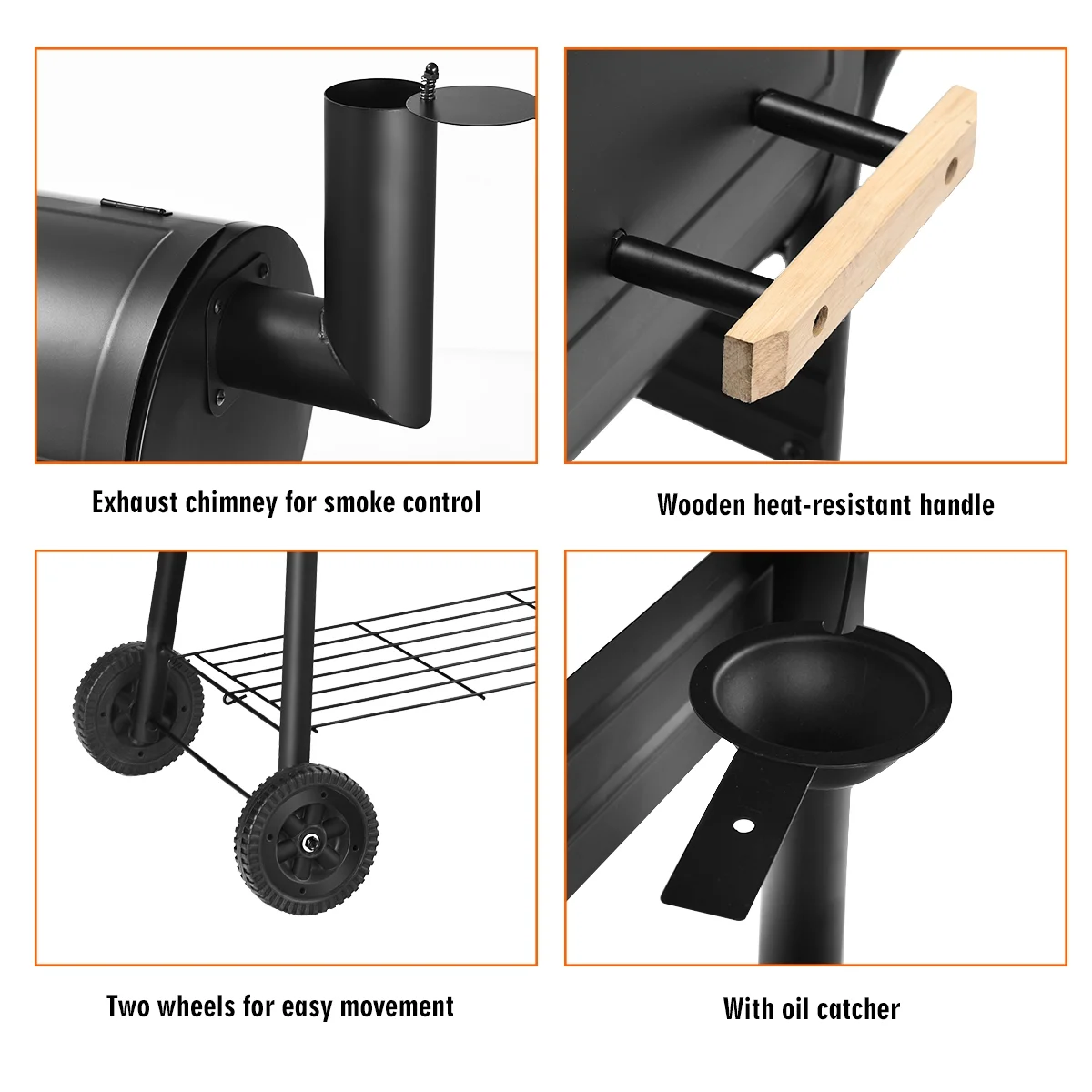 Costway Outdoor BBQ Grill Charcoal Barbecue Pit Patio Backyard Meat Cooker Smoker - Womvr