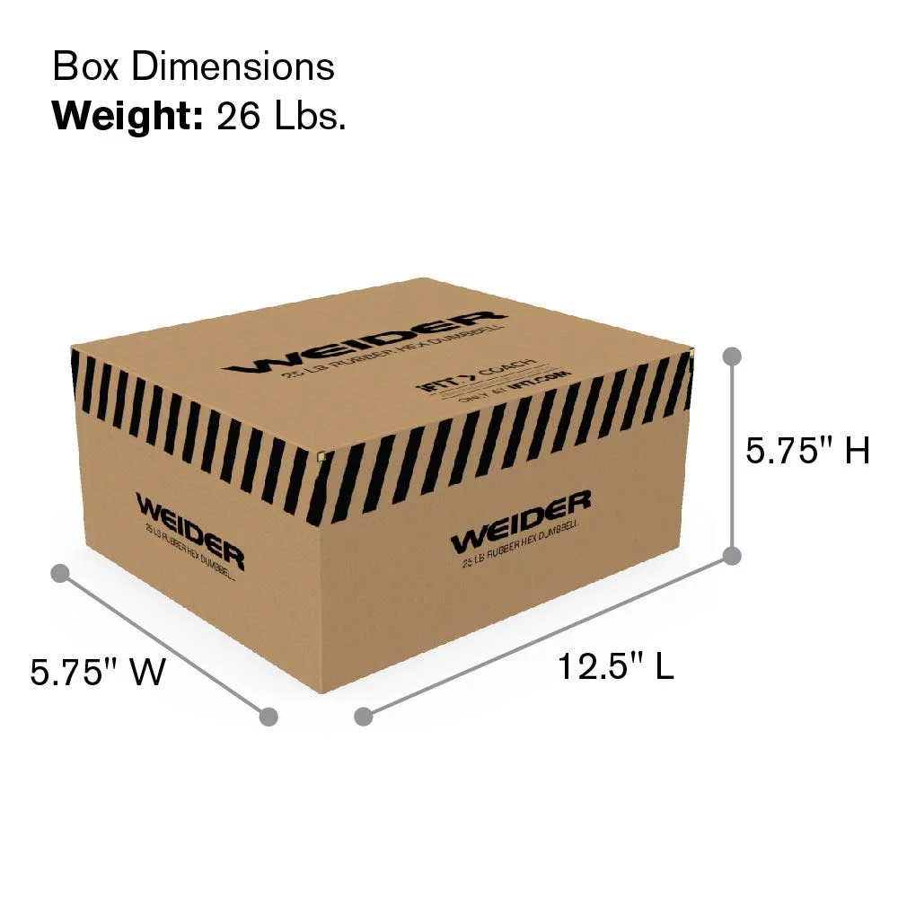 Weider Rubber Hex Dumbbell, 45 lbs - Sold Individually - Womvr