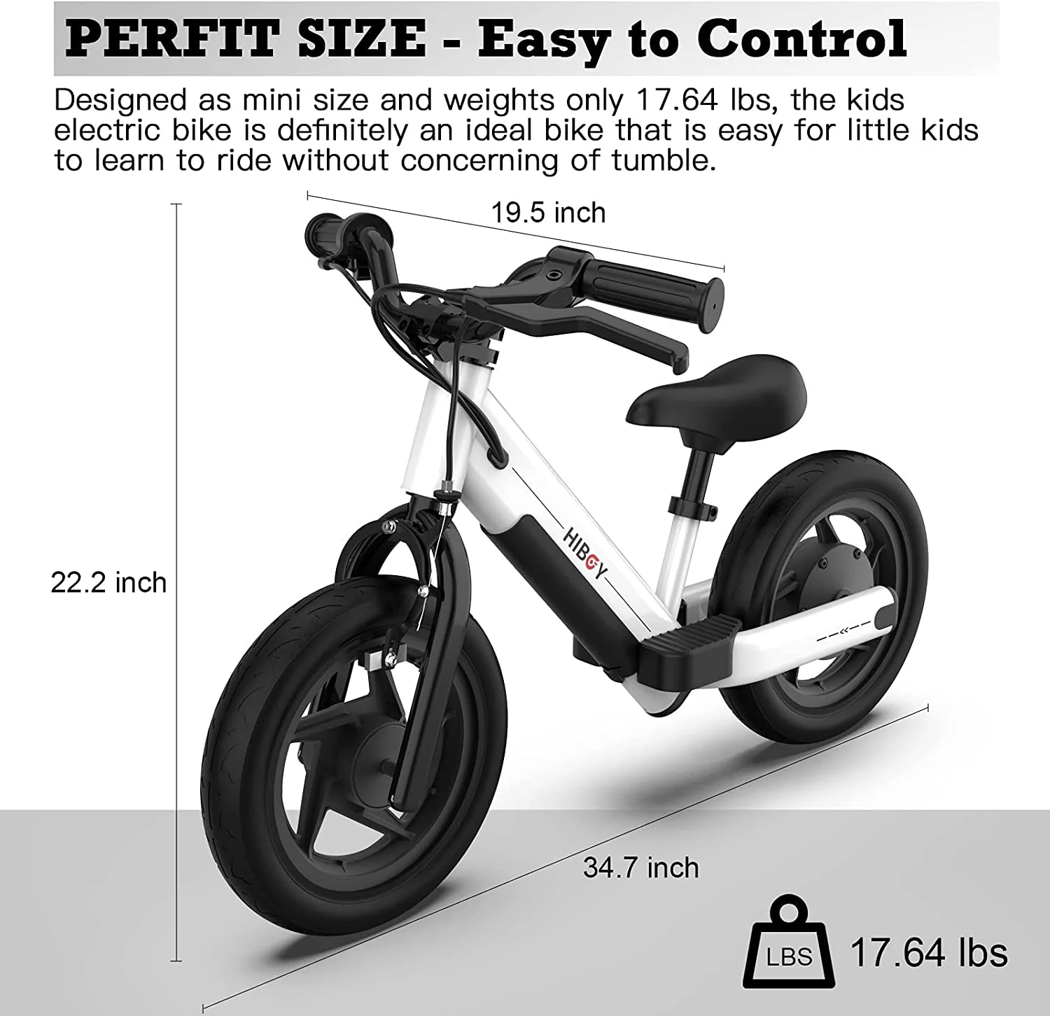 Hiboy BK1 Electric Bike for Kids Ages 3-5 Years, 24V 100W Electric Balance Bike 12 inch Inflatable Tire Adjustable Seat, Electric Bicycle Gift for Kids - Womvr