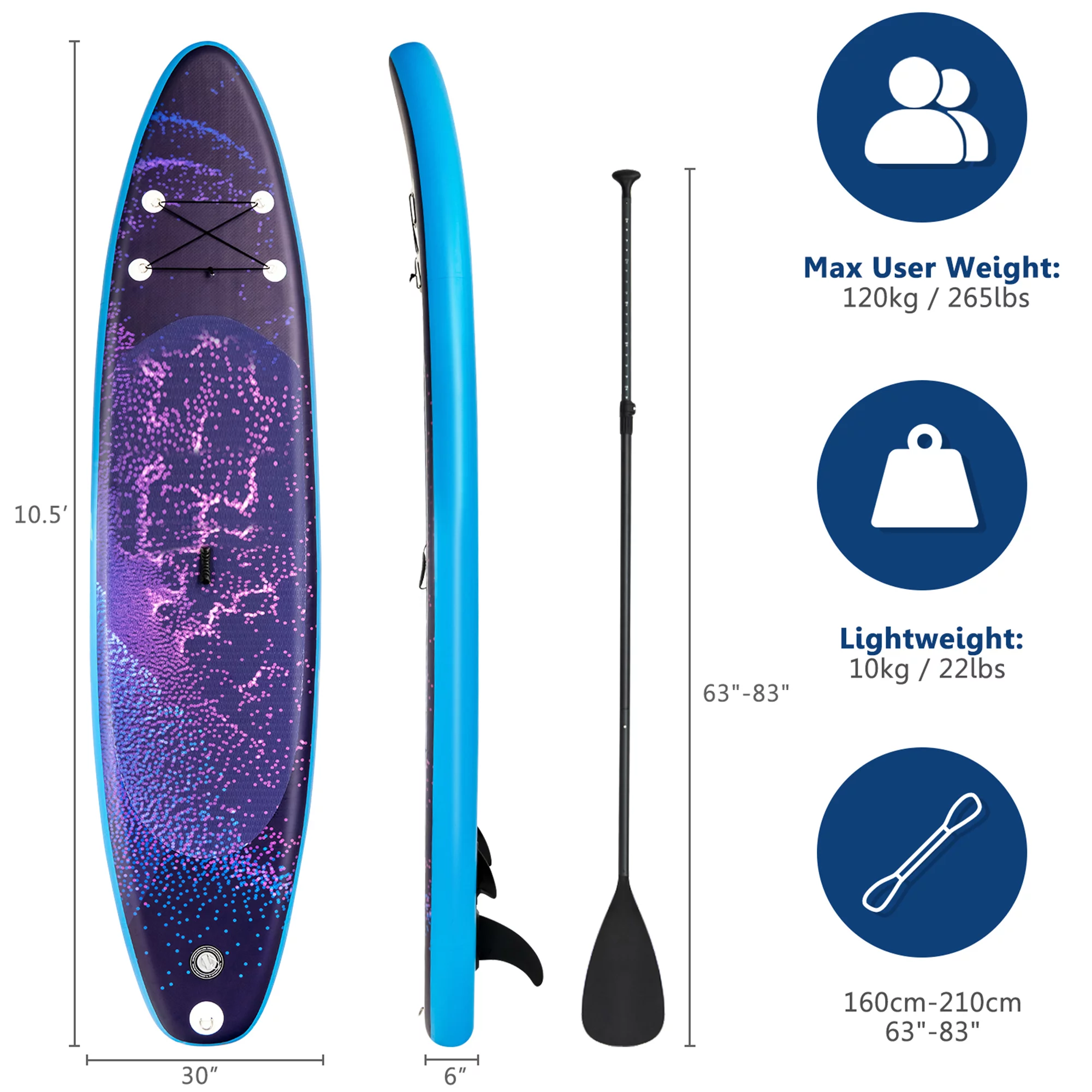 Gymax 10.5 ft Inflatable Stand-Up Paddle Board Non-Slip Deck Surfboard w/ Hand Pump - Womvr