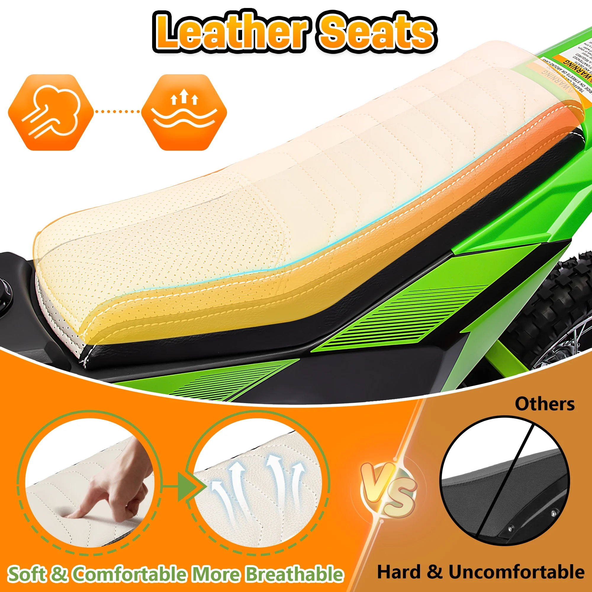 Wisairt 24V Dirt Electric Ride on Motocross Bike for Kids and Teens 13+ Between 40 and 140 lbs(Blue & Orange) - Womvr