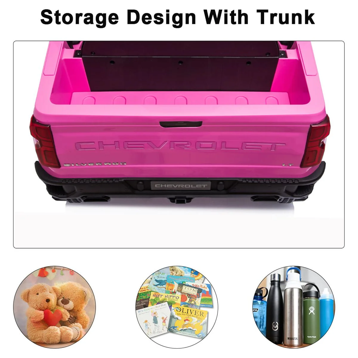 FUNTOK Licensed Chevrolet Silverado 12V Kids Electric Powered Ride on Toy Car with Remote Control & Music Player, Black - Womvr