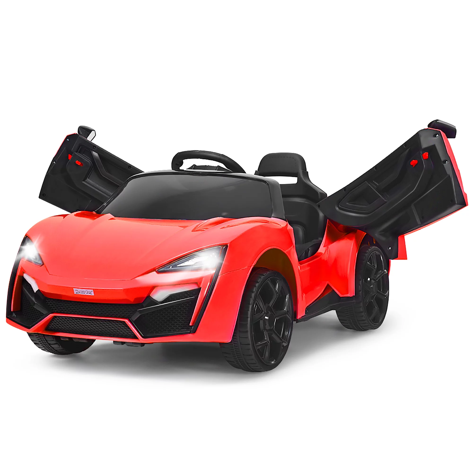 Costway 12V Kids Ride On Car 2.4G RC Electric Vehicle w/ Lights MP3 Openable Doors Pink - Womvr