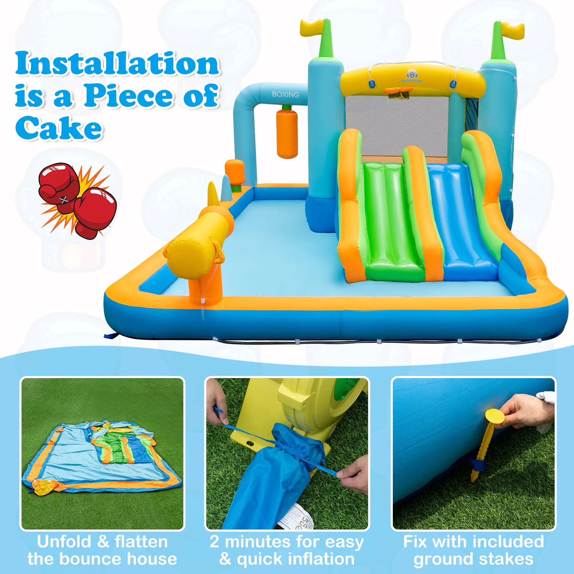 Costway Inflatable Water Slide Giant Kids Bounce House Park Splash Pool without Blower - Womvr