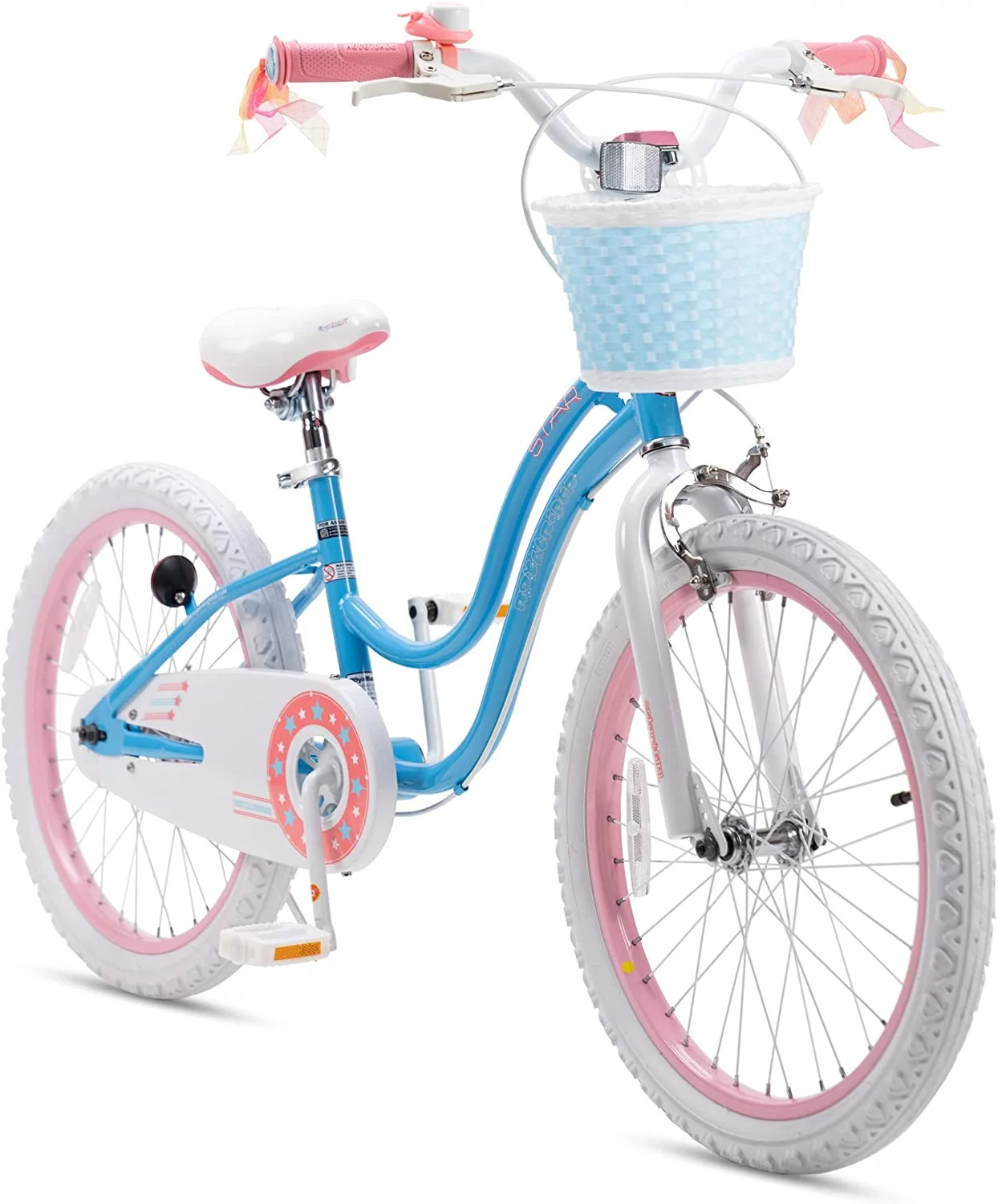 RoyalBaby Stargirl Kids Bike 20 Inch Girls Bicycle for Children with Kickstand Basket Blue - Womvr