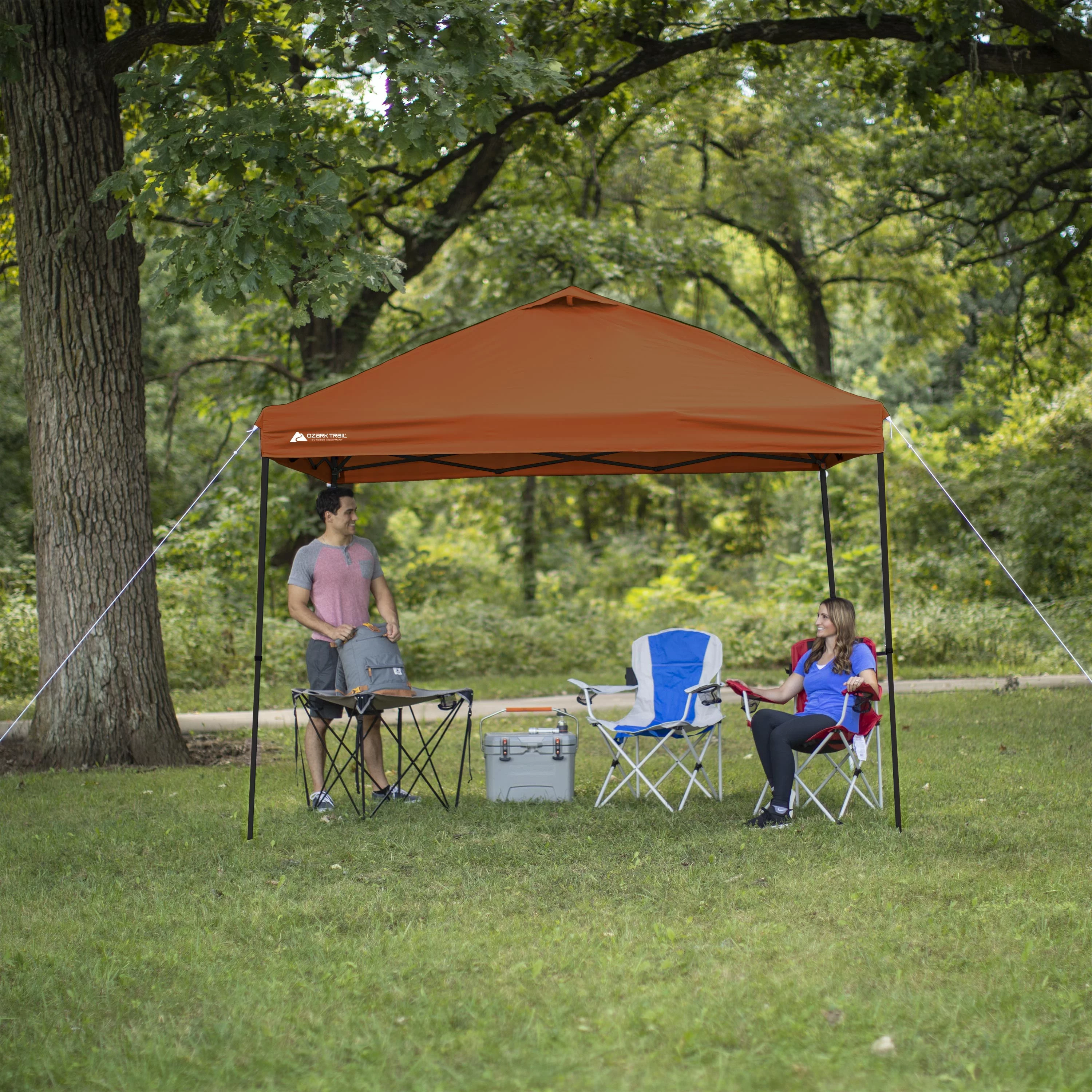Ozark Trail Simple Push Straight Leg Instant Canopy, White, 10 ft x 10 ft - Womvr