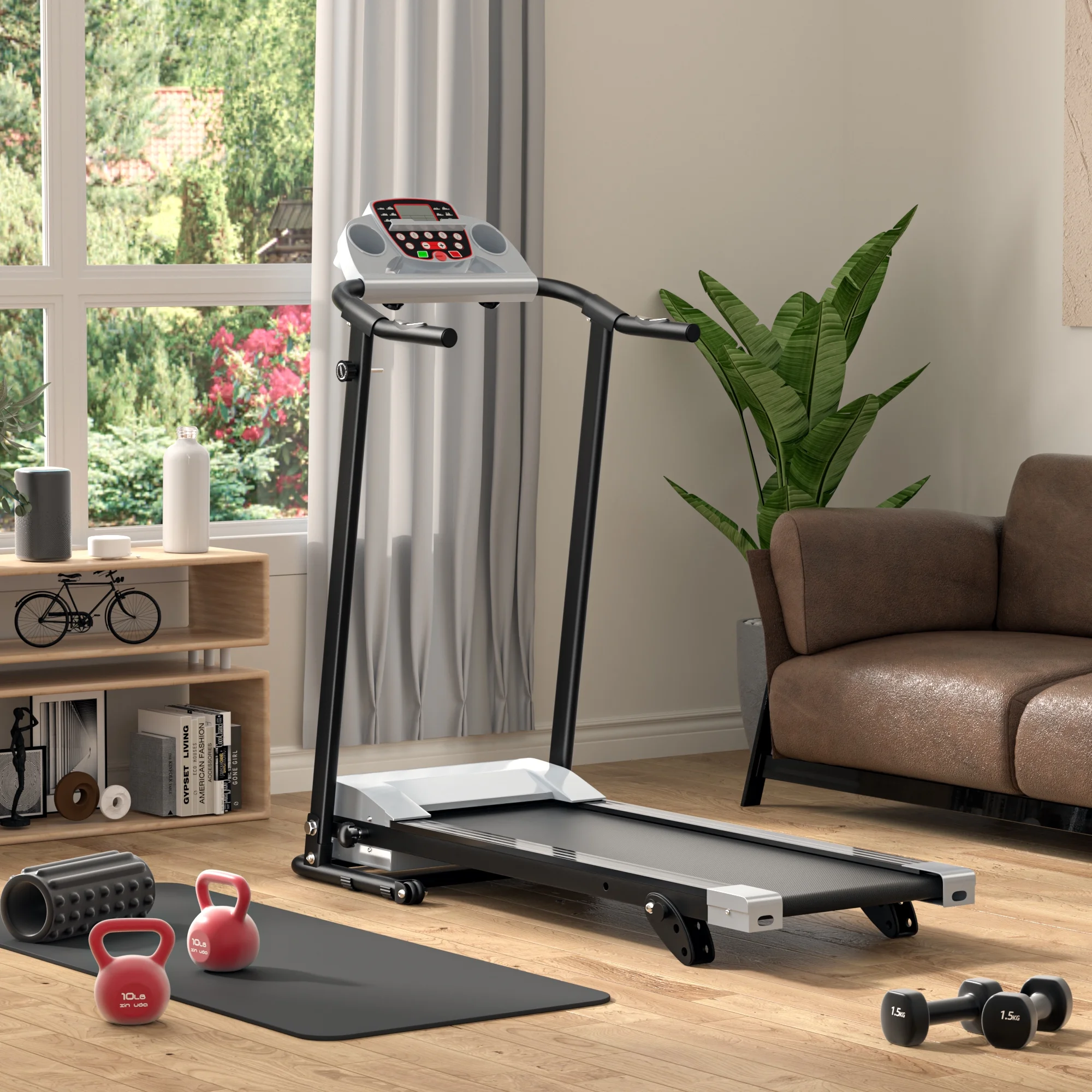 Jaxpety 2.0 HP Portable Folding Electric Treadmill 3 Incline Running Machine with LCD Display, Ipad and Drink Holder - Womvr