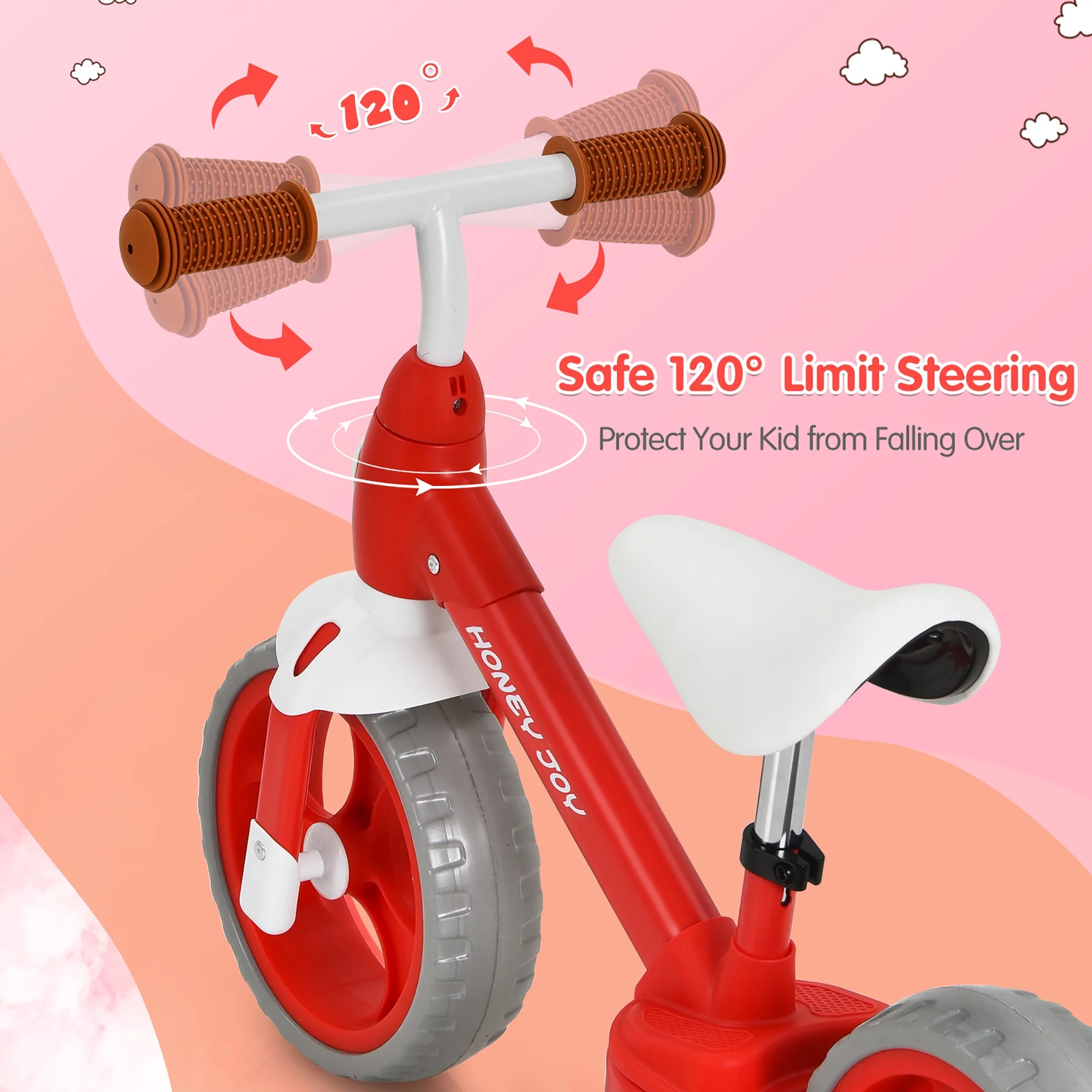 Honey Joy Kids Balance Bike Toddler Training Bicycle w/ Feetrests for 2-5 Years Old Red - Womvr