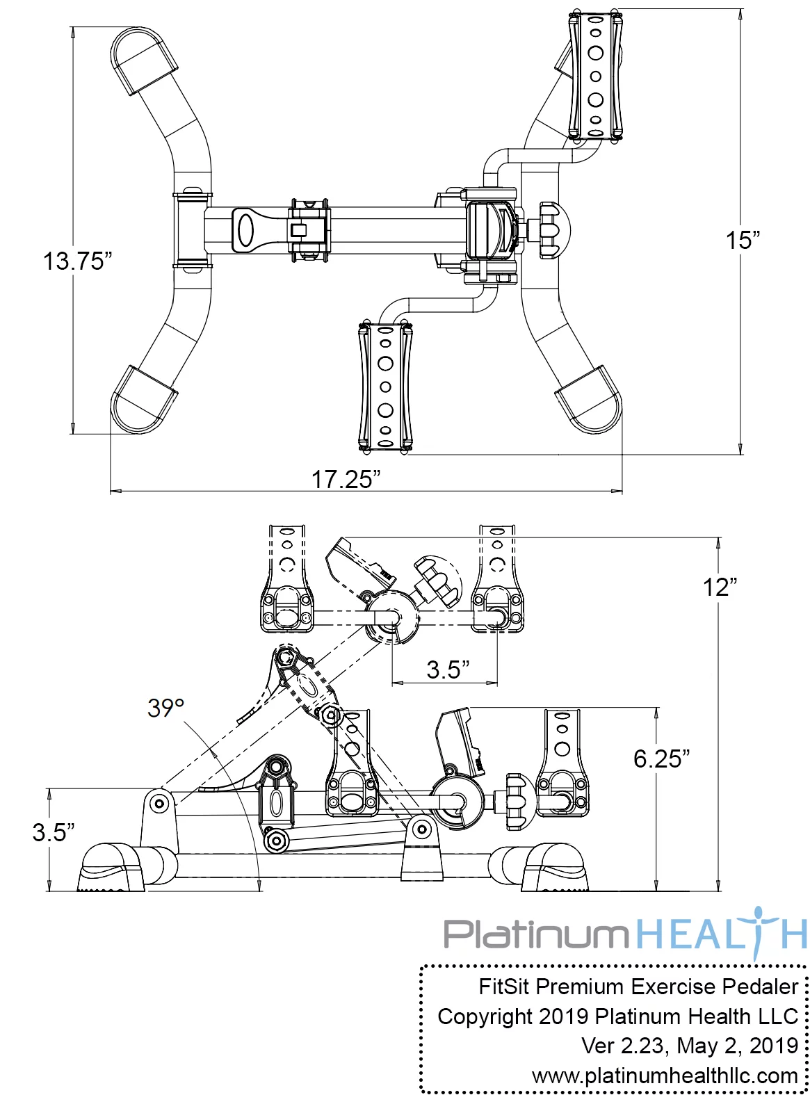 FitSit Deluxe Folding Pedal Exerciser for Arms & Legs Digital Display, Adjustable Resistance, Pedaler Anchor Strap - Womvr