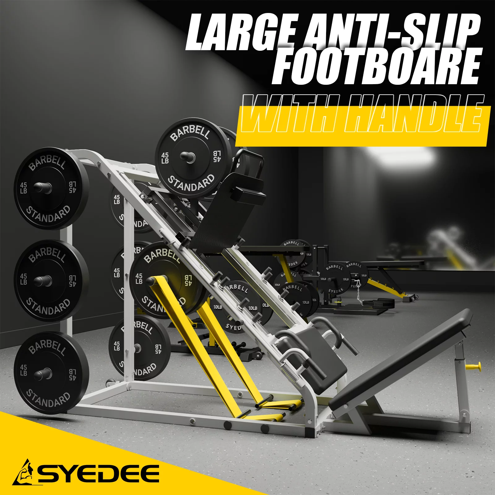 syedee Leg Press Machine with Calf Block, 1500LBS Weight Capacity Adjustable Leg Machine with Resistance Band Pegs and Plate Storages, Workout Equipment for Strength Training - Womvr