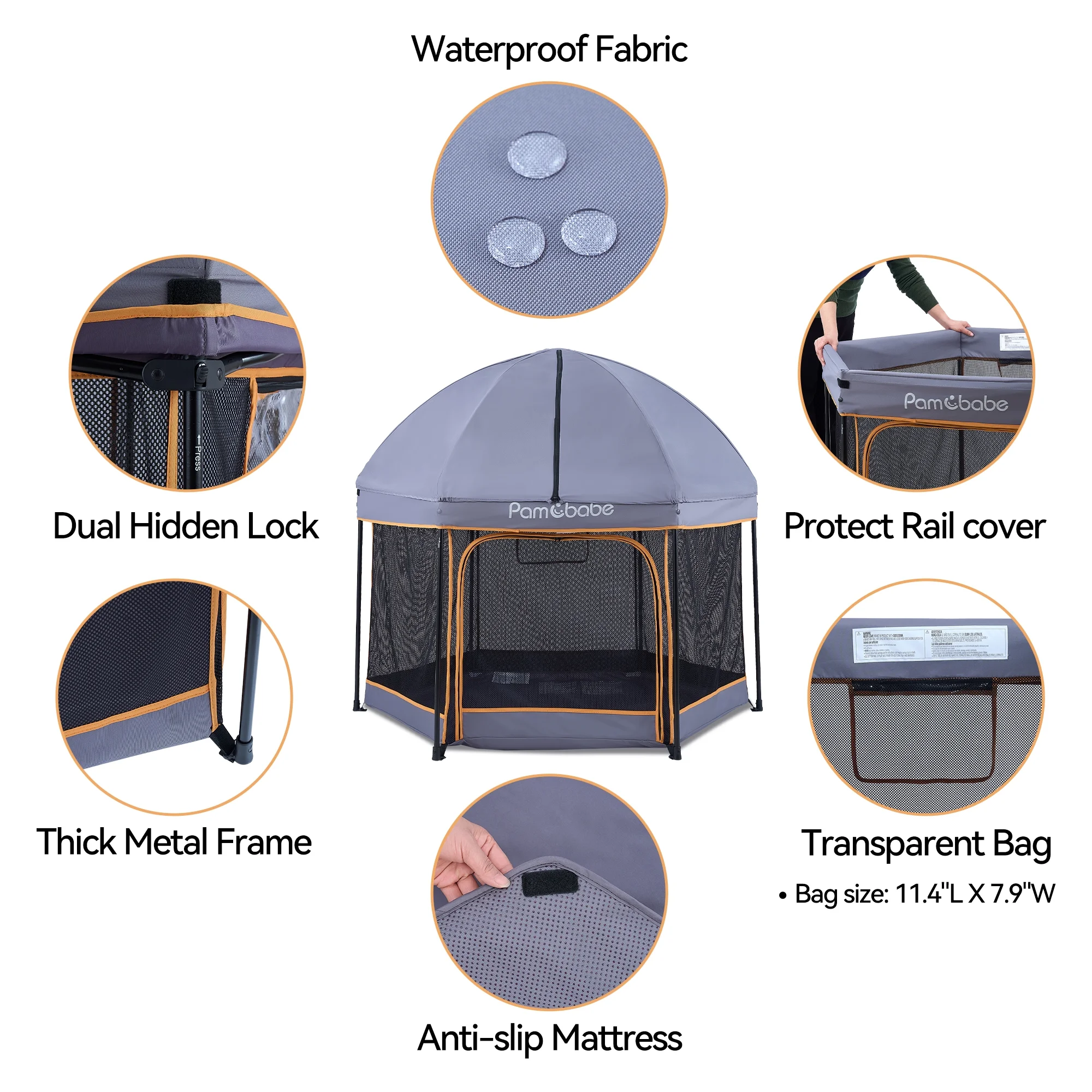 Pamo Babe Unisex Premium Indoor and Outdoor Baby Playpen - Portable, Lightweight, Toddler Play Yard w/Canopy and Travel Bag - Blue - Womvr