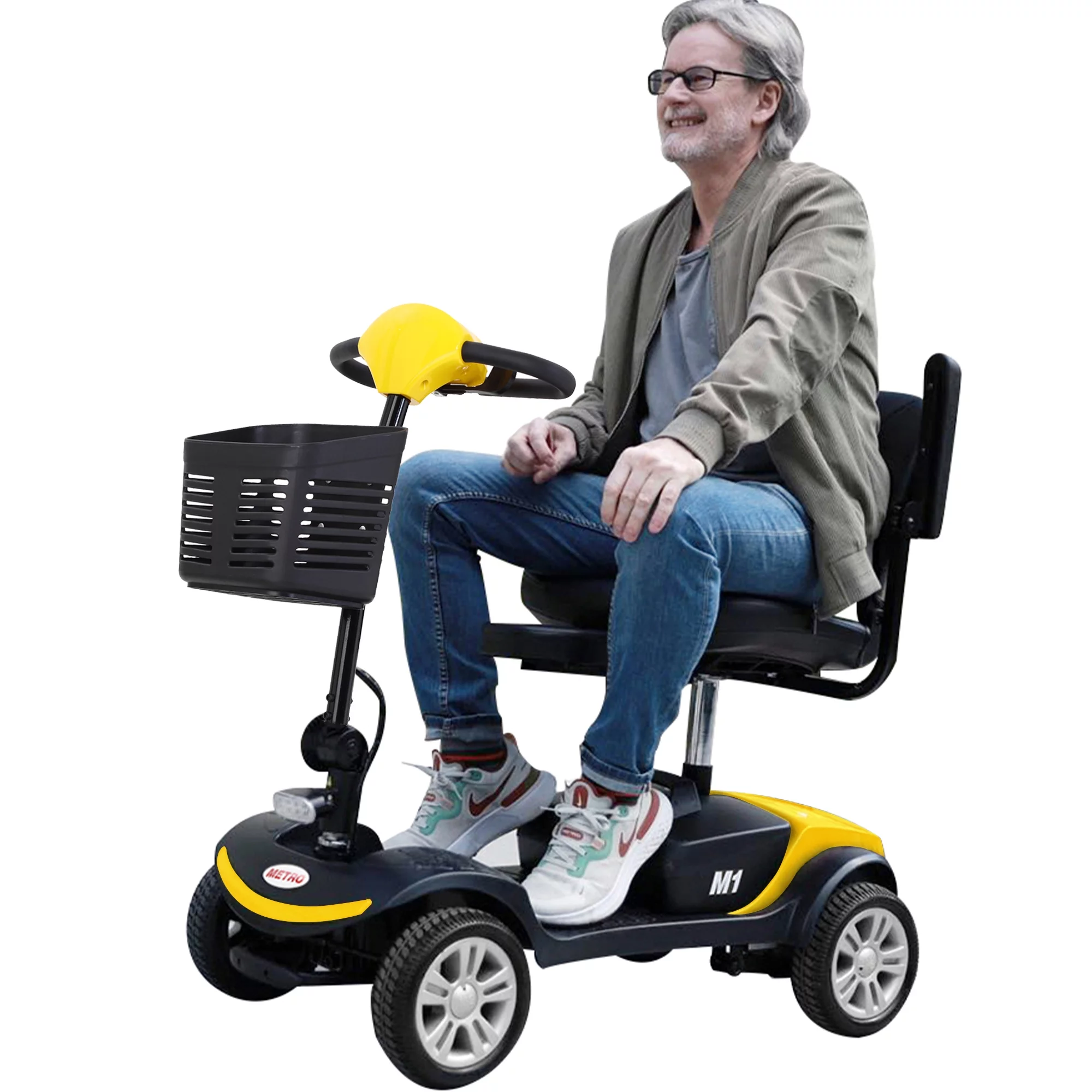 Outdoor Mobility Scooter for Senior, Heavy Duty Electric Scooters with 4 Wheel, Sliding Swivel Seat with Flip-up Armrests for Adults, 300lbs, Red - Womvr