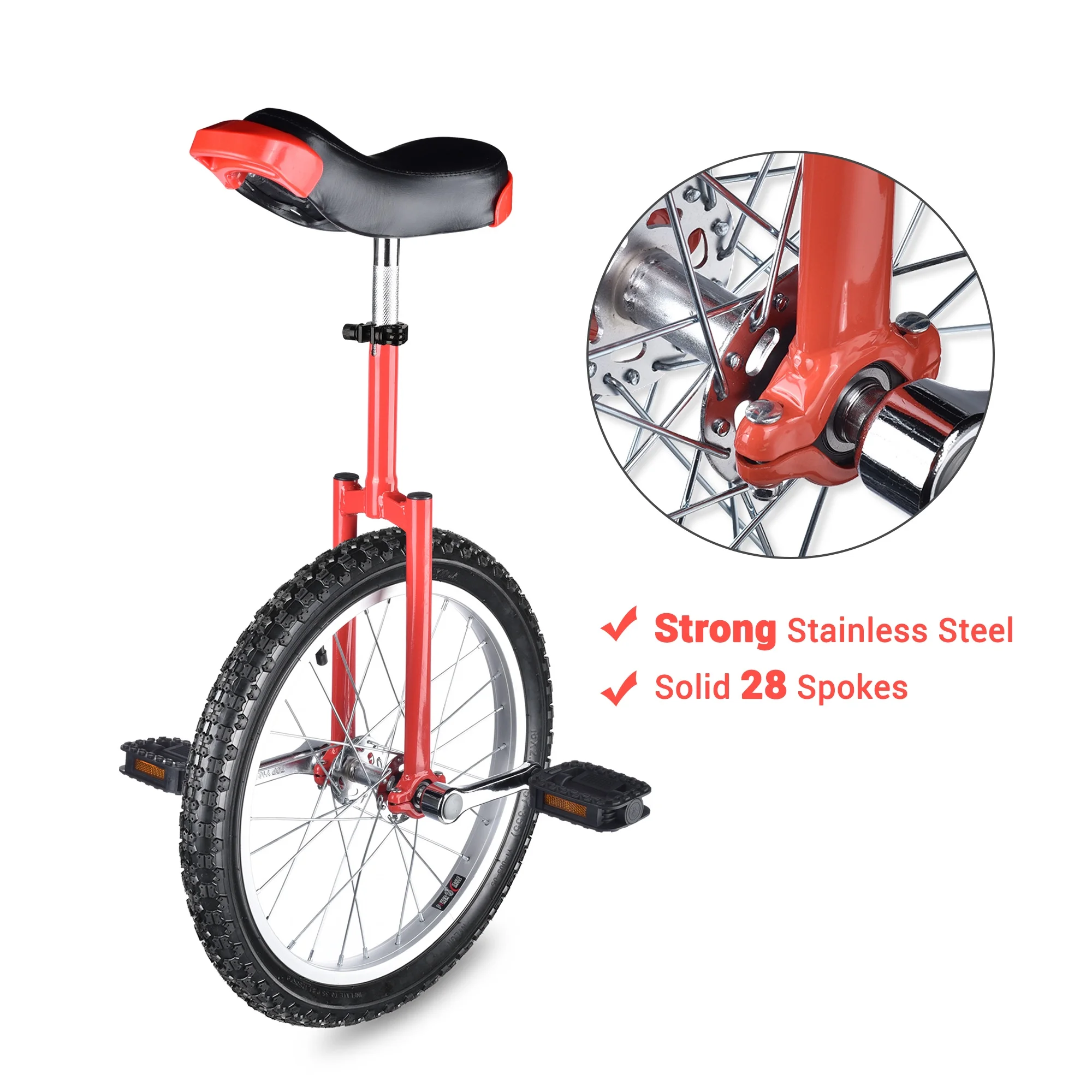 Yescom 18 In Wheel Outdoor Unicycle Skid-proof Tire Fitness Bicycle Balance Training for Adults Teenagers Kids, Silver - Womvr