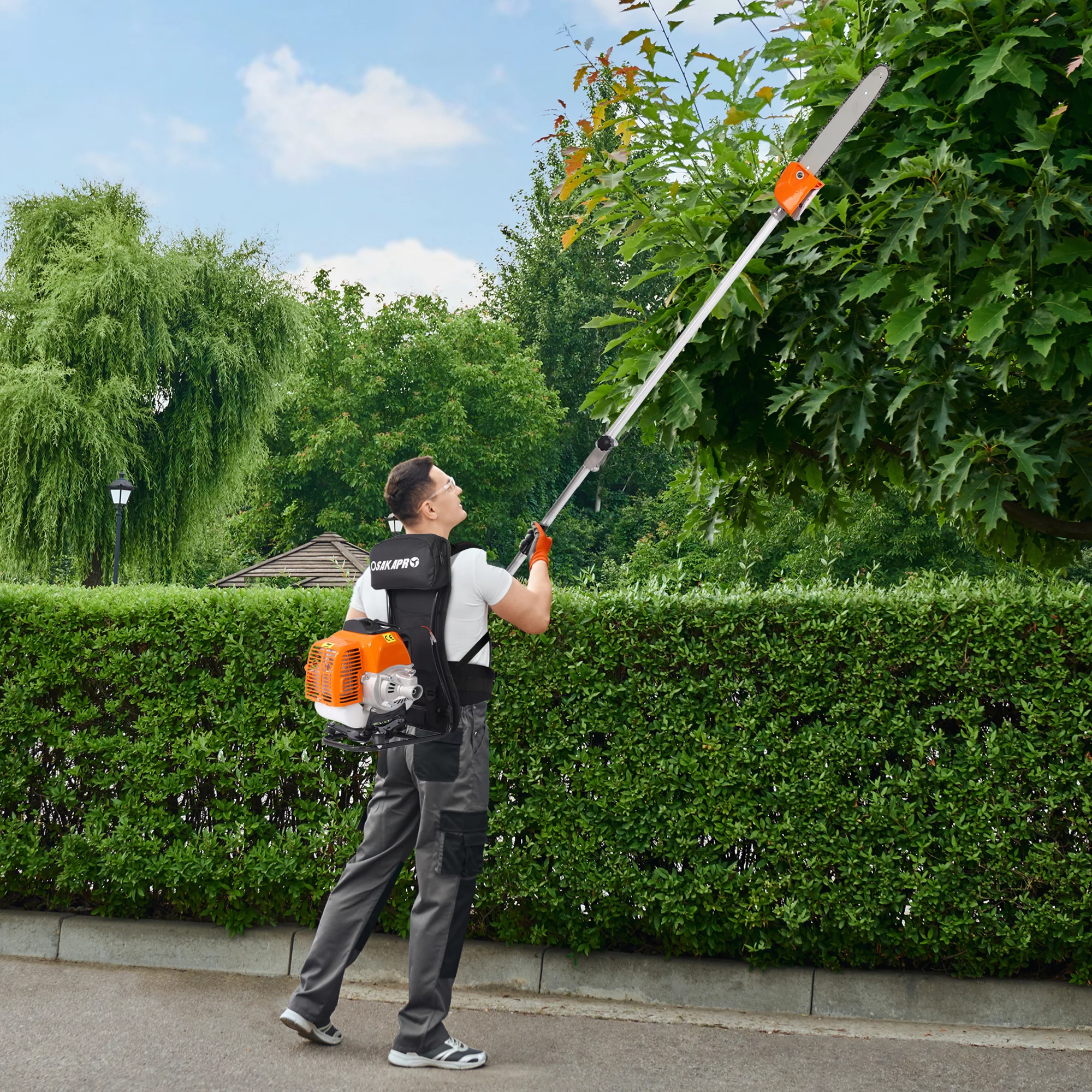 4 in 1 Weed Eater Grass Trimmer, Multi-Functional String Trimmer with Gas Pole Saw, Hedge Trimmer, Weed Trimmer, and Brush Cutter, Weed Eater for Patio Garden Lawn, 33CC 2-Cycle - Womvr