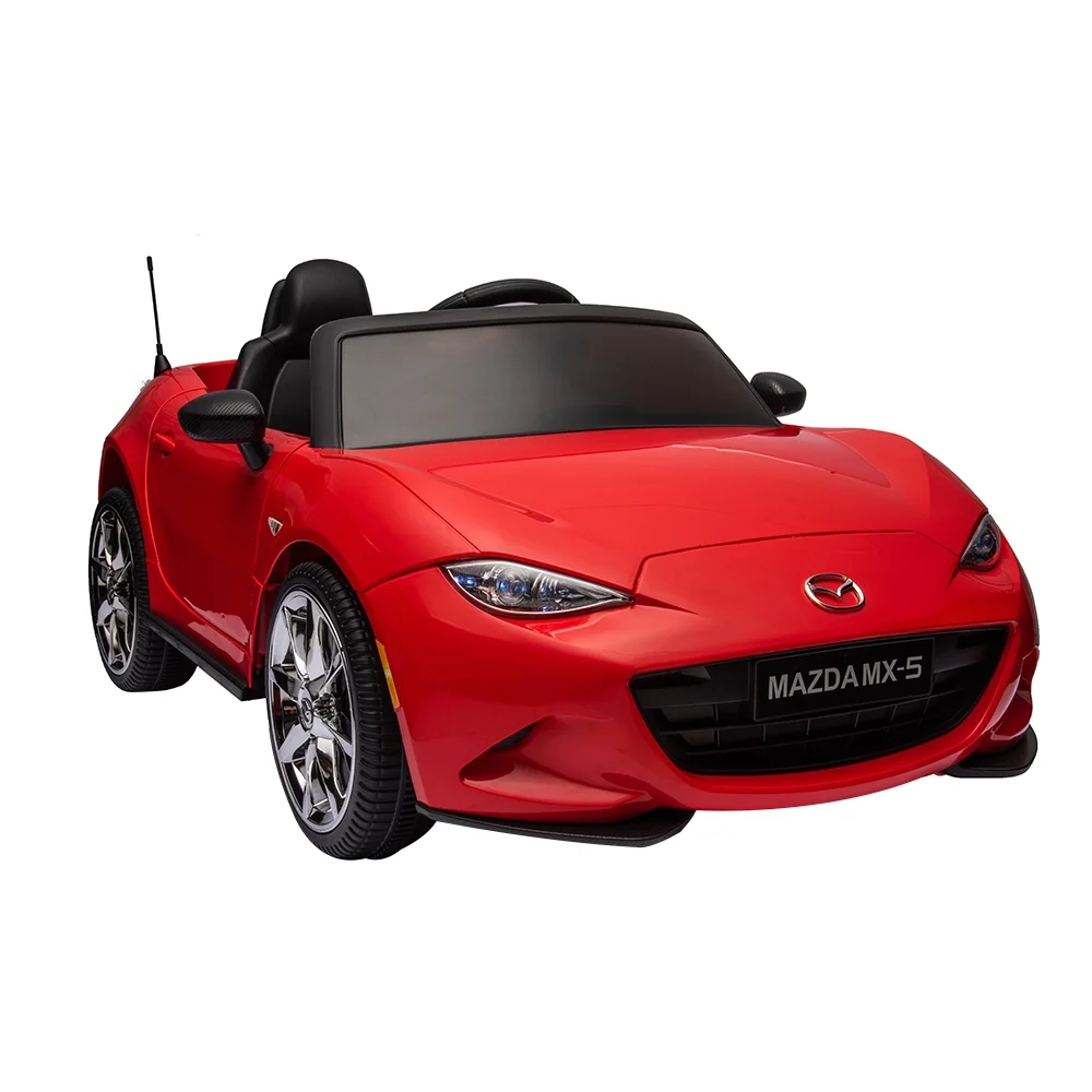 12V Ride On Powered Wheels Car Mazda Licensed MX-5 Electric Car for Kids w/ Parental Remote Control LED Lights Bluetooth Music - Womvr