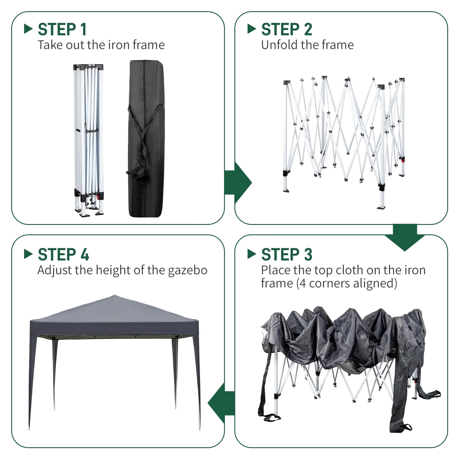 Zimtown 10ft x 10ft Base/8ft x 8ft Top Pop up Canopy Tent Instant Practical Waterproof Folding Tent with Carry Bag - Womvr