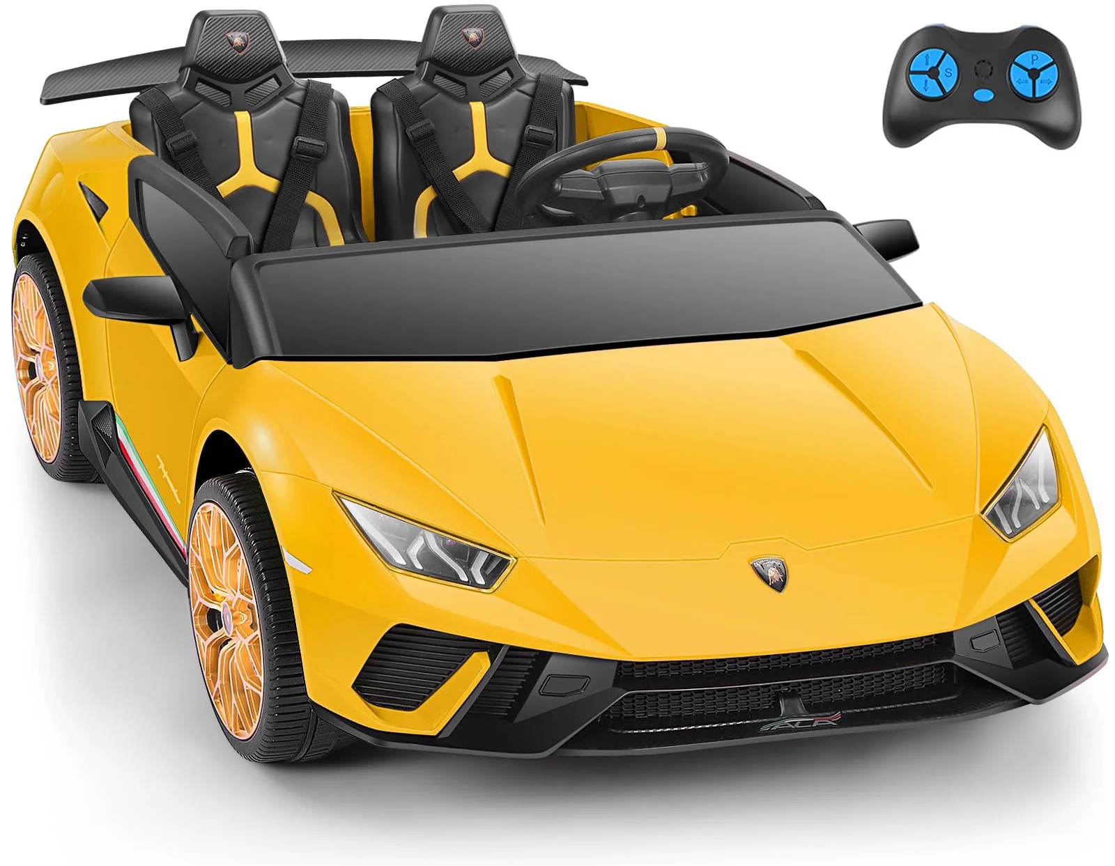 Lamborghini Huracan Ride on Car Real 2 Seater, Powered Electric Vehicle with Parent Remote, Maximum 4.0mph Ride on Toys for 3-8 Years Kids,Pink - Womvr