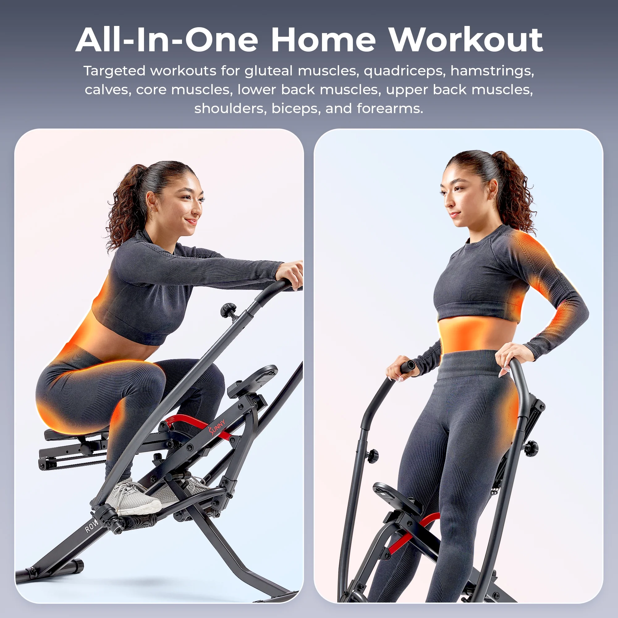 Sunny Health & Fitness Smart Upright Row-N-Ride Exerciser, Squat Assist Trainer for Glutes Workout with Adjustable Resistance, Easy Setup & Foldable, Glute & Leg Exercise Machine- NO. 077SMART - Womvr
