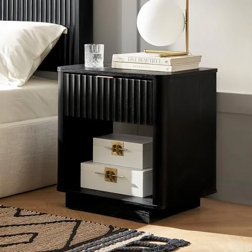 RUNFAYBIU Hannah Floating Nighstand  Natural Rattan Farmhouse  Wall Mounted Space Saving Bedside Tables  Nightstands  Drawer with Spacious   for Bedroom  Living (Riviera Oak Floating  Sin - Womvr