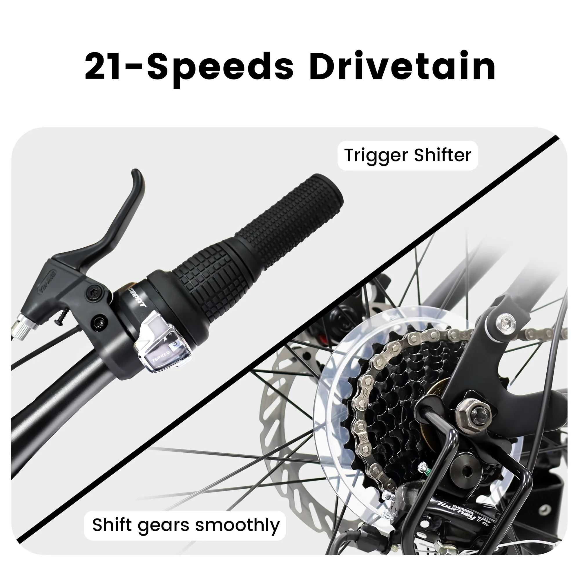 CHAMPIERRE 24 inch Mountain Bike for Men and Women, 21-Speed Adult Trail Bike for Young Boys Girls, Gray - Womvr