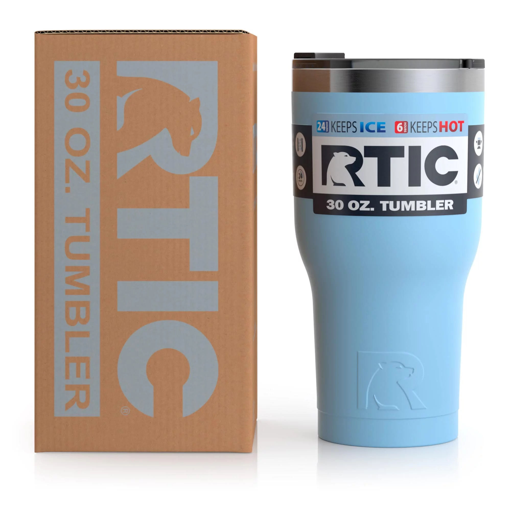 RTIC 30 OZ Insulated Tumbler Stainless Steel Coffee Travel Mug with Lid, Spill Proof, Hot Beverage and Cold, Portable Thermal Cup for Car, Camping, Deep Harbor - Womvr